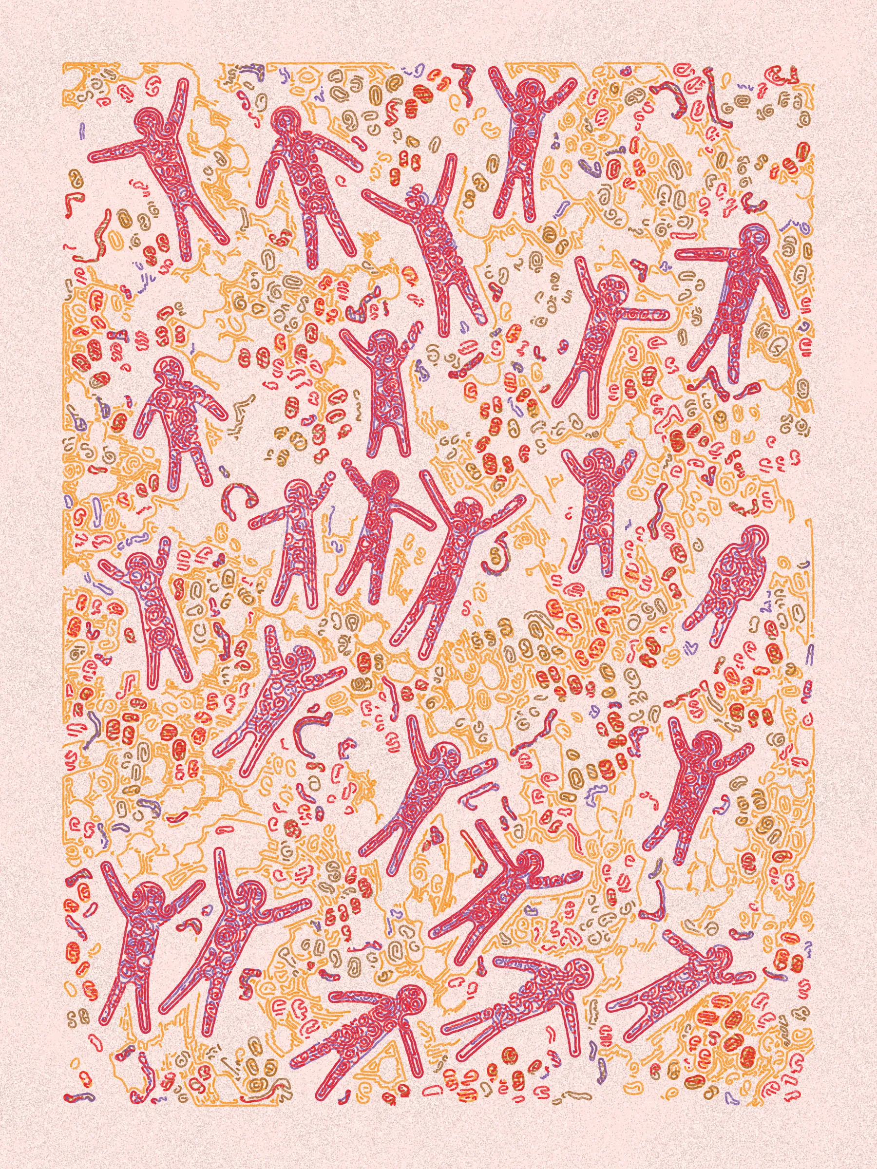 It’s a party! Scribble Party continues my exploration of recursive scribbling and plottable works, introducing figures drawn in dynamic, flowing forms that often resemble dance-like movements.

Each piece also represents the minter's participation in the game. Inspired by party games, a countdown clock starts with the first mint of the game. Subsequent mints will extend the game by resetting the clock to a minimum time threshold if less time remains. No more mints can occur once the clock reaches zero. Each mint also contributes to a prize, which can be withdrawn by whoever holds the last minted piece. As the game progresses, the contribution of each mint to the prize diminishes, and the clock extensions shorten, accelerating the game towards a conclusion.

The artwork is designed to be plotted on Arch A (9"x12") paper with 0.45mm or 0.5mm pens. The pen colors are selected from popular commercially available sets, ensuring easy replication.