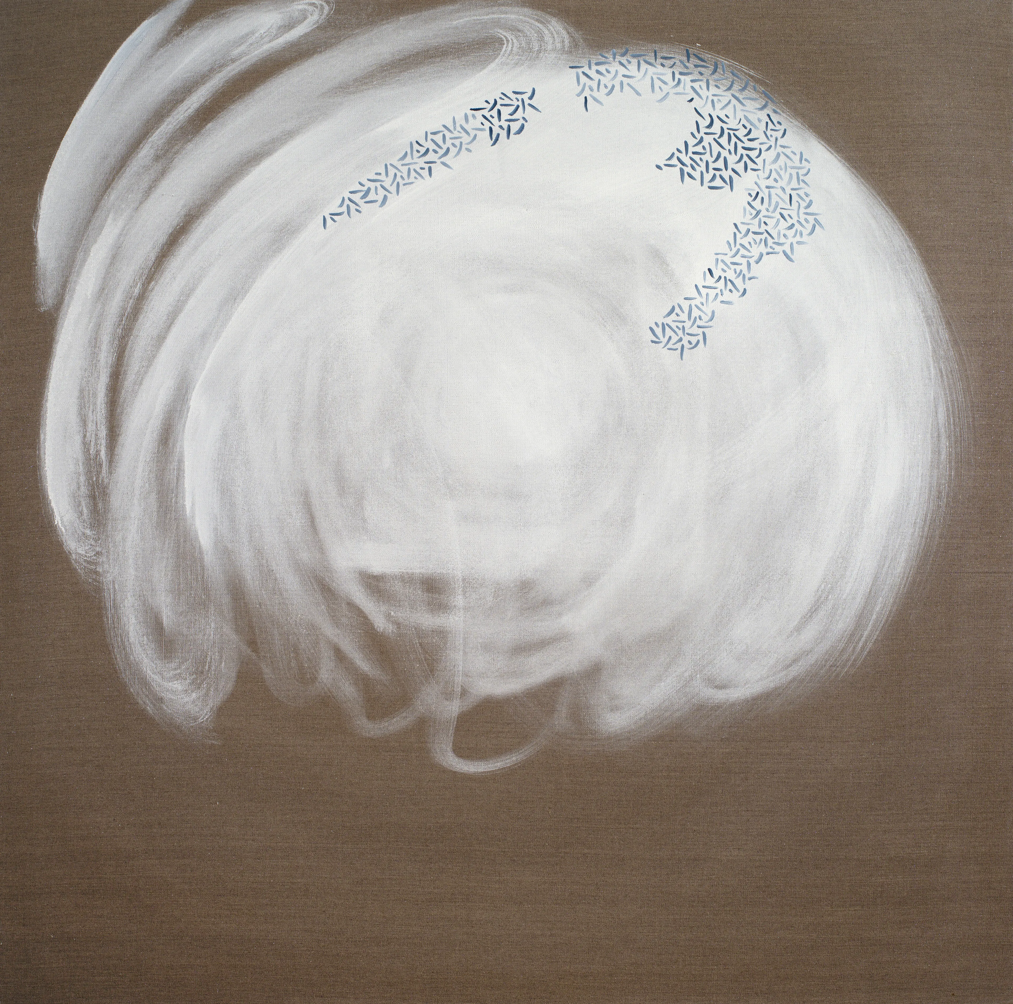 Liminal Space II  
"Art is a vehicle to express the intangible, making visible the invisible energies around and within us." - Gina Choy

Created by wielding traditional Chinese painting techniques and philosophy through a Western medium, this collection draws together the artist’s academic training of both historical fine art traditions. 

Painted with oils on exquisitely woven & twice sized Belgium linen this body of work completes the 'Liminal Space' series. The prelude to this work was painted in ink and pigment on rice paper and was something of a study for this collection.

In this subsequent collection, each work reflects the aesthetics of meticulous calligraphic mark making and the gestural movements of intuitive responses characteristic of the tradition of Chinese painting. They also lean into an abstraction of form to express an ephemeral experience of the natural world.

Applying an Eastern methodology to Western materials brought a somatic savouring to the process, creating a deep state of flow. Therefore, these images are artefacts of the sublime experience of painting as meditation as well as a reflection of the aesthetic beauty of nature.

This important body of work was celebrated in a solo exhibition at OneSpace Gallery in Brisbane, Australia (2017) and warmly reviewed by Professor Dong Ya, Head of the School of Art and Architecture at Tianjin University, China. This collection was also published in an article by the TAASA Review (VOL 28, No.4).  

Majority of these paintings were destroyed by flood in 2020, a few were reluctantly painted over to make way for new artworks. Of the remaining two physicals in this artist's possession, one will be gifted to the patron of its NFT counterpart (to be revealed to the collector after it’s acquisition).