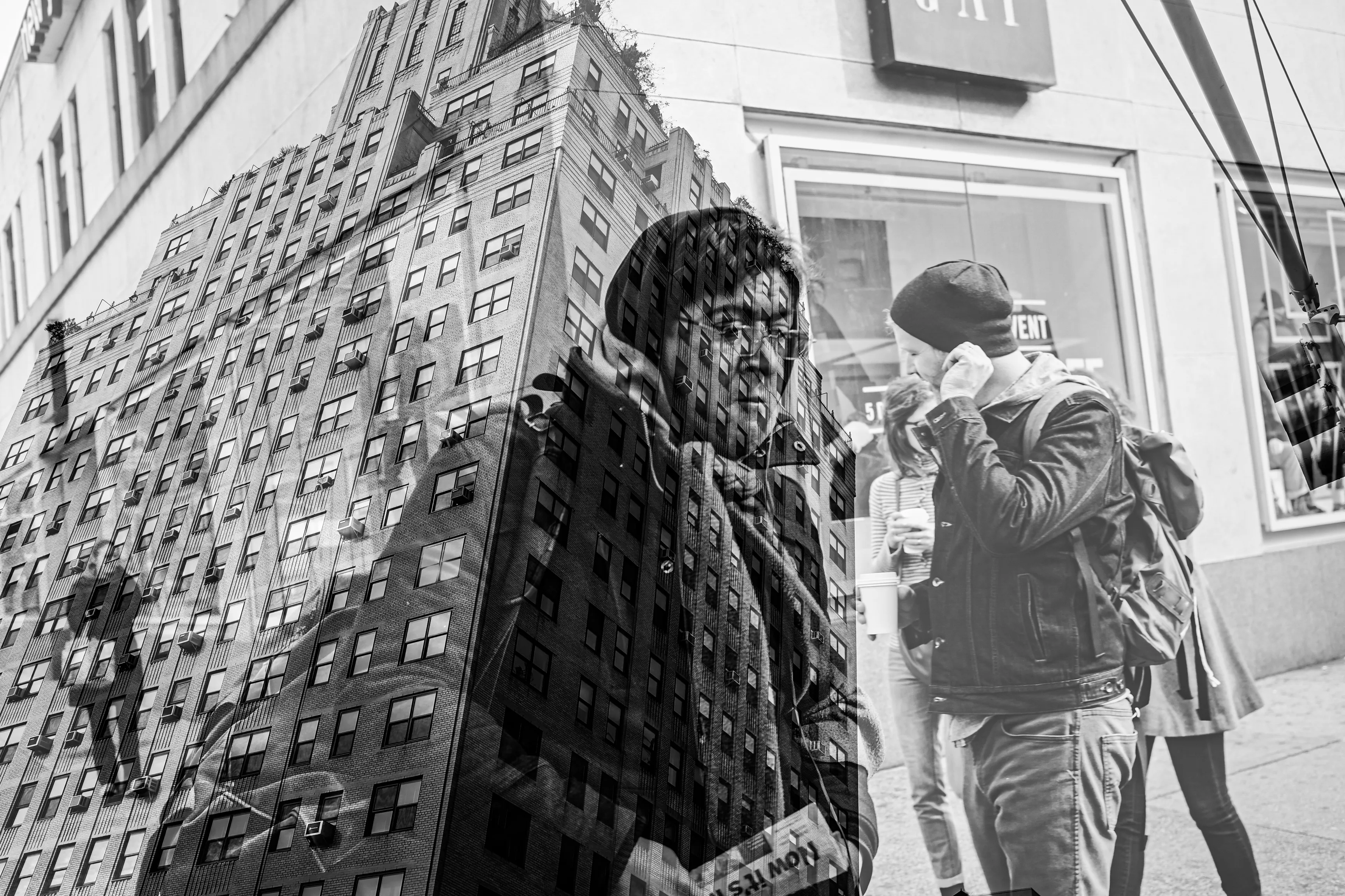 The City is engraved in its inhabitants, who in turn engrave themselves unto each other, not knowing how, when, or why. Identities disappear, dissipate and dilute into the roaring crowd. One question clouds my mind as I stand still observing through my camera’s big wide eye: Will it swallow me whole? Will we become one? One more tag on the wall? One more chewing gum on the ground, stepped on by the weight of the mass, becoming thus the texture of every day, of everyone?