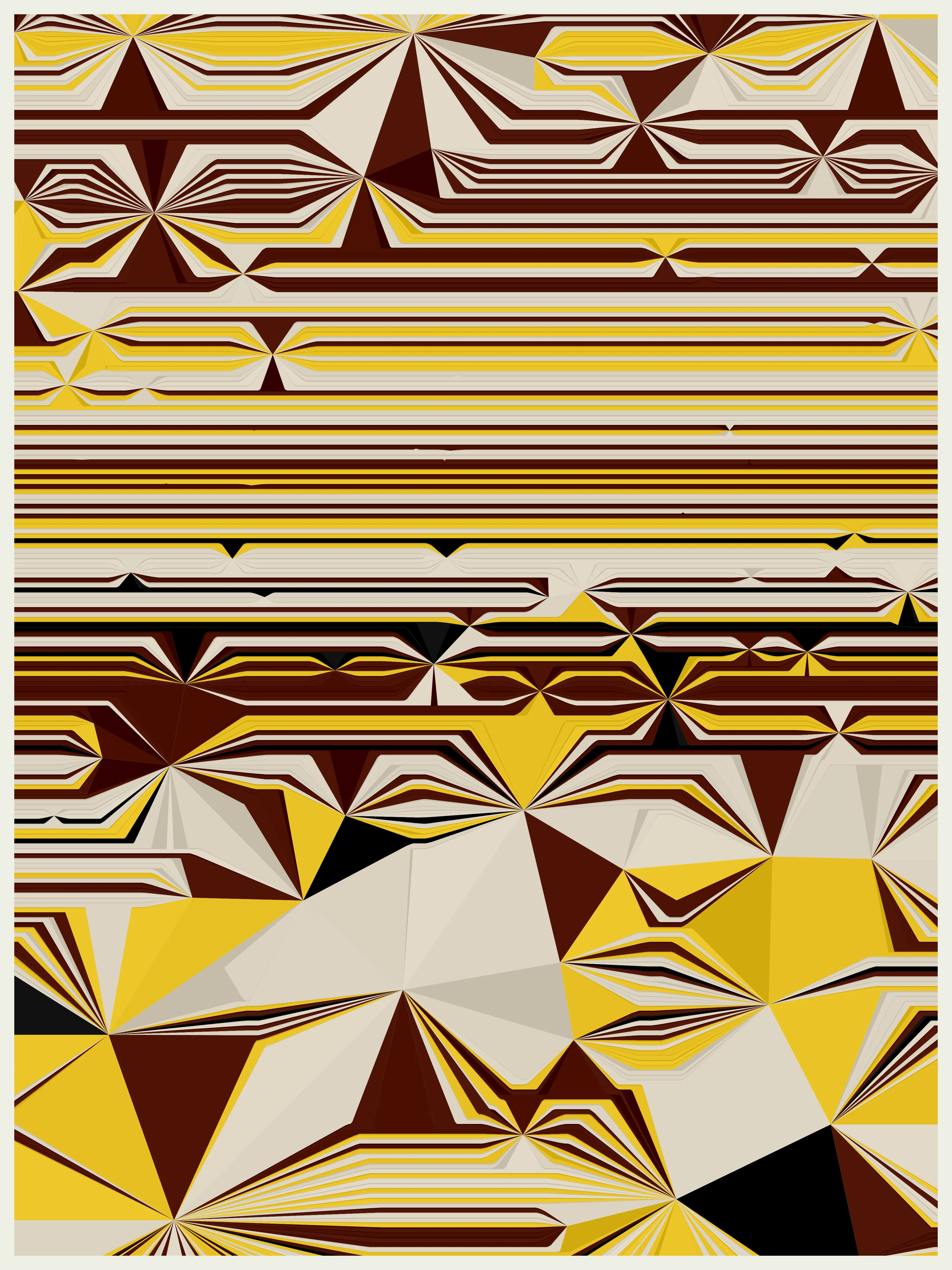 Fold is a series that explores the diverse concepts of folding, merging them into an abstract, generative long-form work. From the natural undulations of sediment in the earth's crust to the human act of origami, folds wield significant structural and organizational power. Yet, they can also dramatically distort and redefine the shape and direction of the structures they form on the canvas.