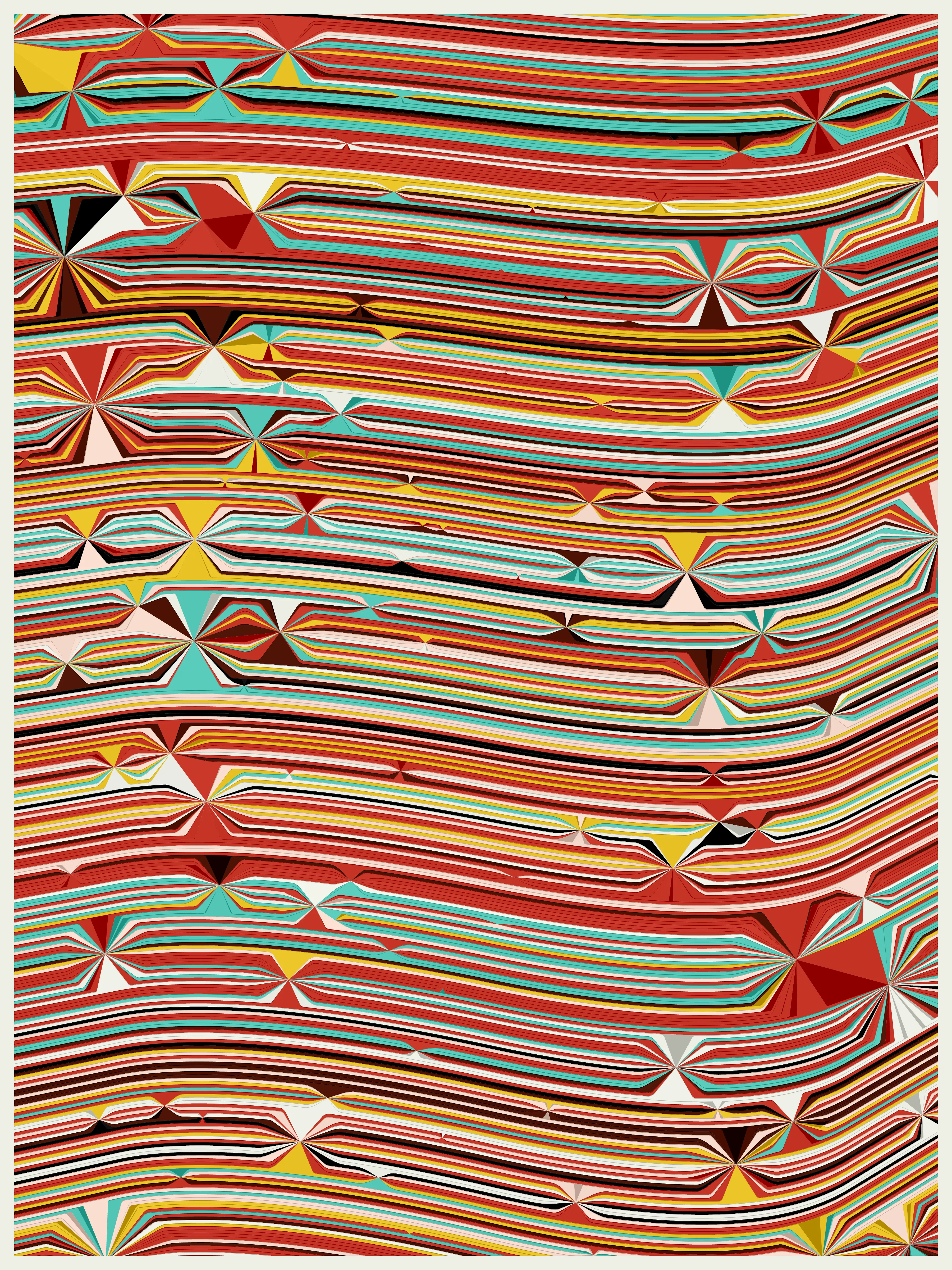 Fold is a series that explores the diverse concepts of folding, merging them into an abstract, generative long-form work. From the natural undulations of sediment in the earth's crust to the human act of origami, folds wield significant structural and organizational power. Yet, they can also dramatically distort and redefine the shape and direction of the structures they form on the canvas.