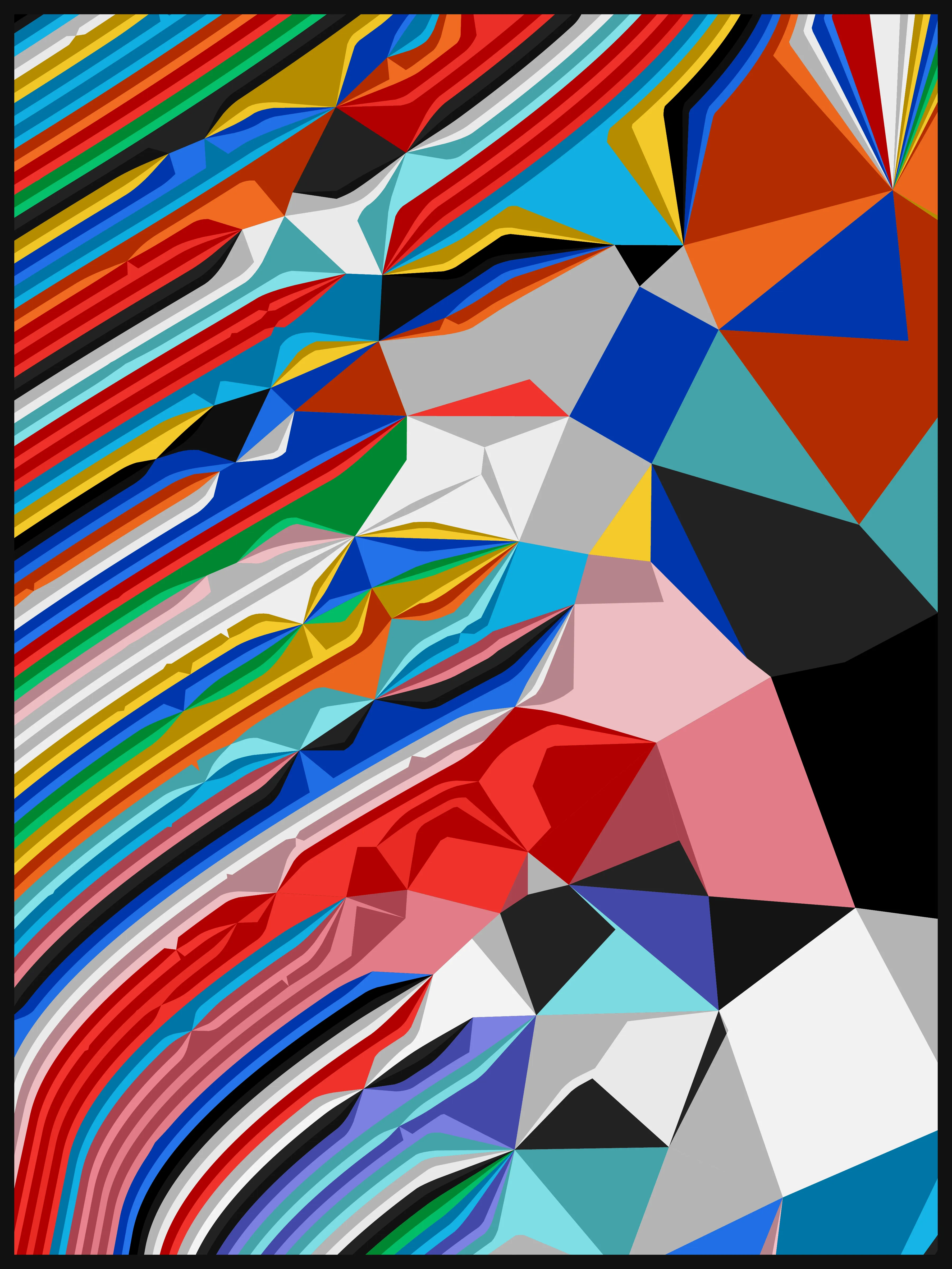 Fold is a series that explores the diverse concepts of folding, merging them into an abstract, generative long-form work. From the natural undulations of sediment in the earth's crust to the human act of origami, folds wield significant structural and organizational power. Yet, they can also dramatically distort and redefine the shape and direction of the structures they form on the canvas.