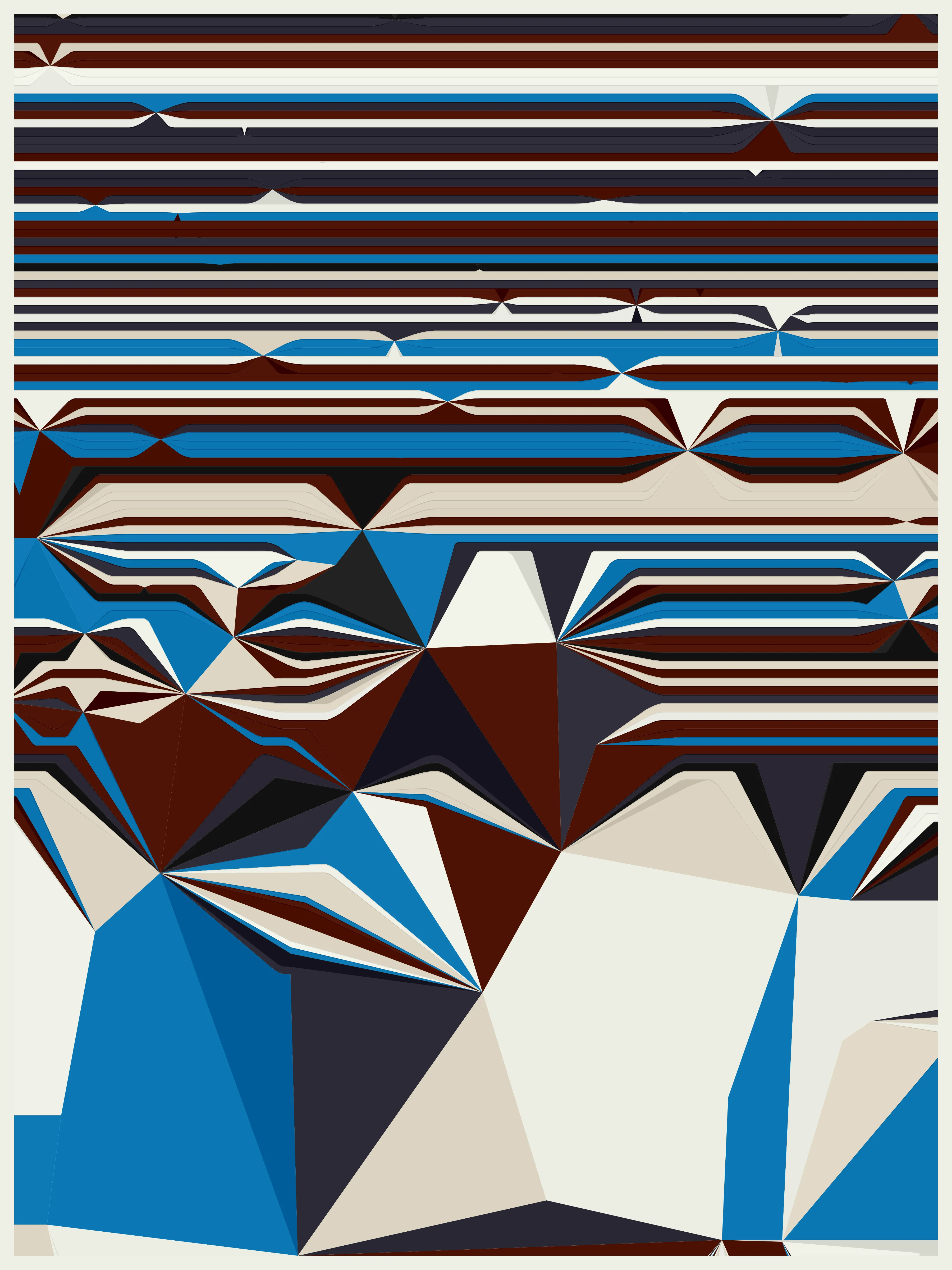 Fold is a series that explores the diverse concepts of folding, merging them into an abstract, generative long-form work. From the natural undulations of sediment in the earth's crust to the human act of origami, folds wield significant structural and organizational power. Yet, they can also dramatically distort and redefine the shape and direction of the structures they form on the canvas.