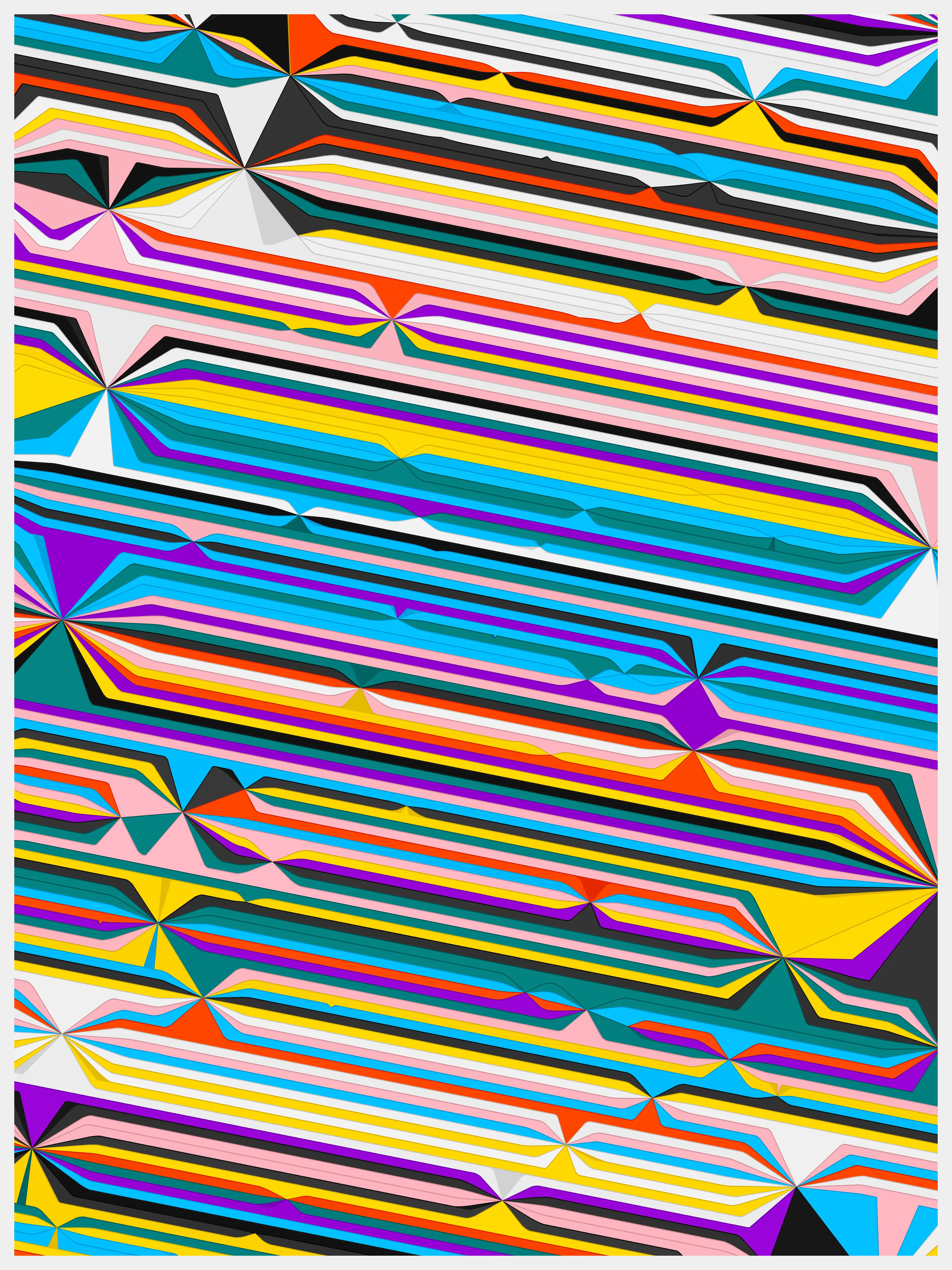 Fold is a series that explores the diverse concepts of folding, merging them into an abstract, generative long-form work. From the natural undulations of sediment in the earth's crust to the human act of origami, folds wield significant structural and organizational power. Yet, they can also dramatically distort and redefine the shape and direction of the structures they form on the canvas.