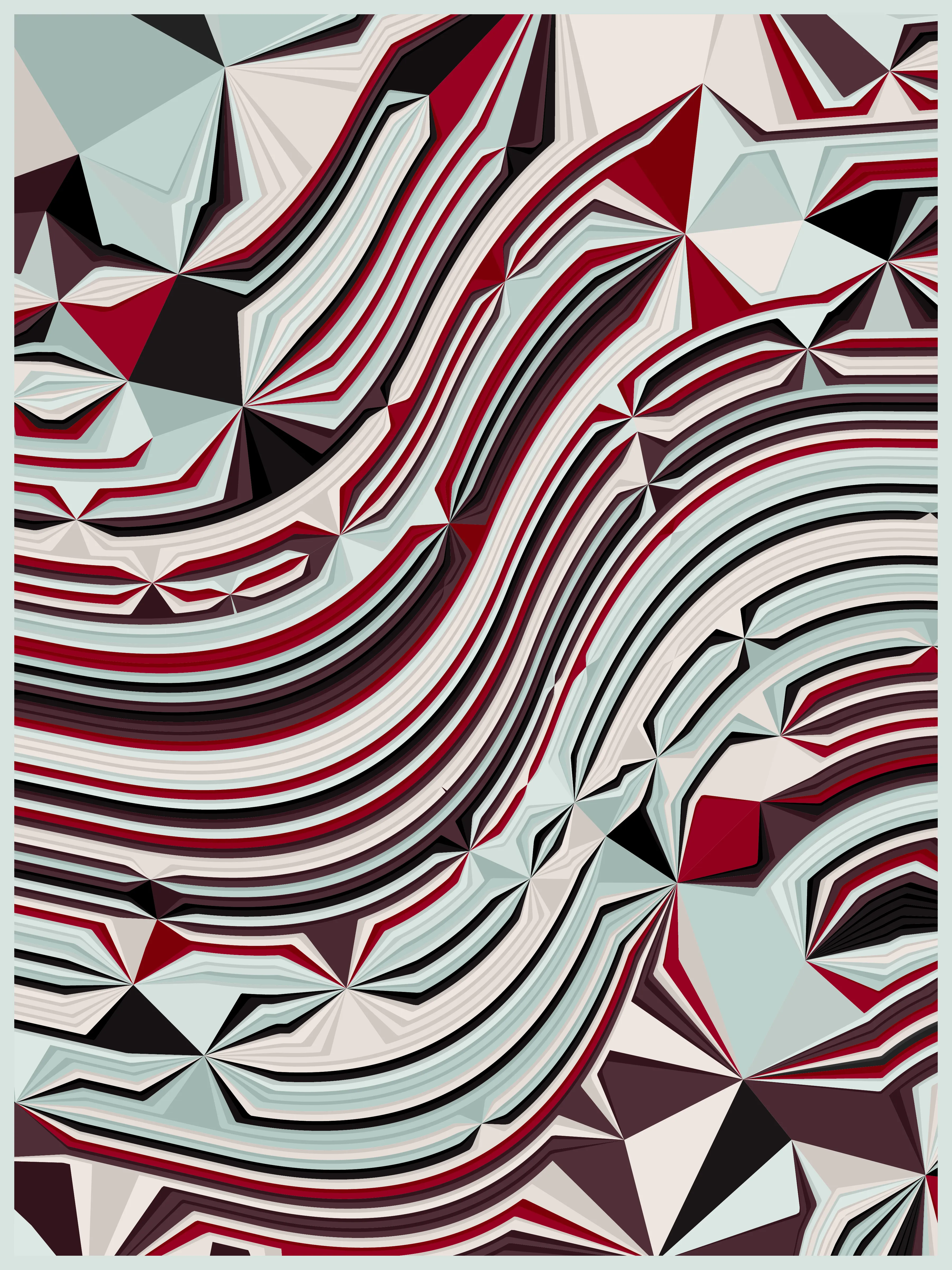 Fold is a series that explores the diverse concepts of folding, merging them into an abstract, generative long-form work. From the natural undulations of sediment in the earth's crust to the human act of origami, folds wield significant structural and organizational power. Yet, they can also dramatically distort and redefine the shape and direction of the structures they form on the canvas.