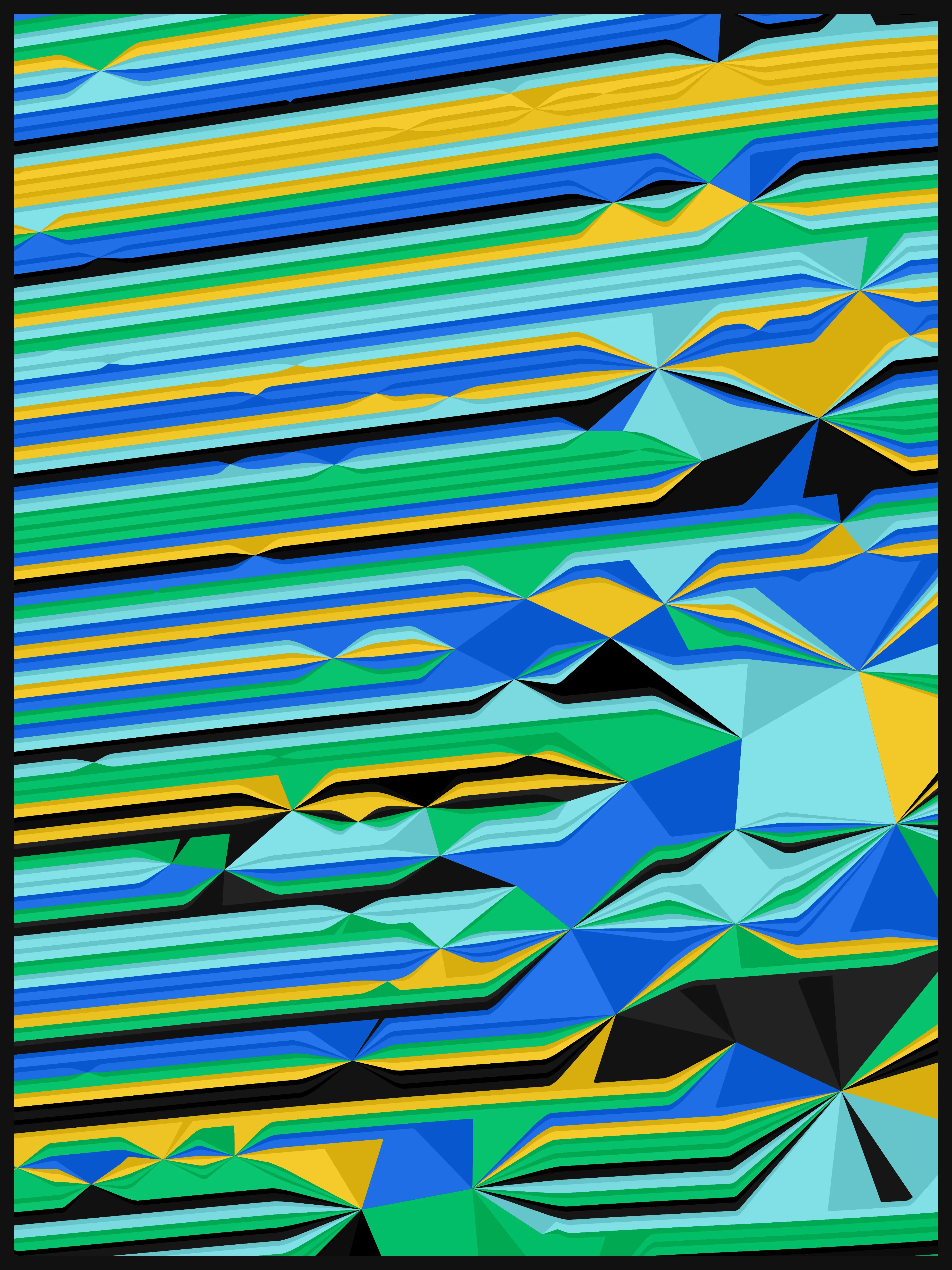Fold is a series that explores the diverse concepts of folding, merging them into an abstract, generative long-form work. From the natural undulations of sediment in the earth's crust to the human act of origami, folds wield significant structural and organizational power. Yet, they can also dramatically distort and redefine the shape and direction of the structures they form on the canvas.
