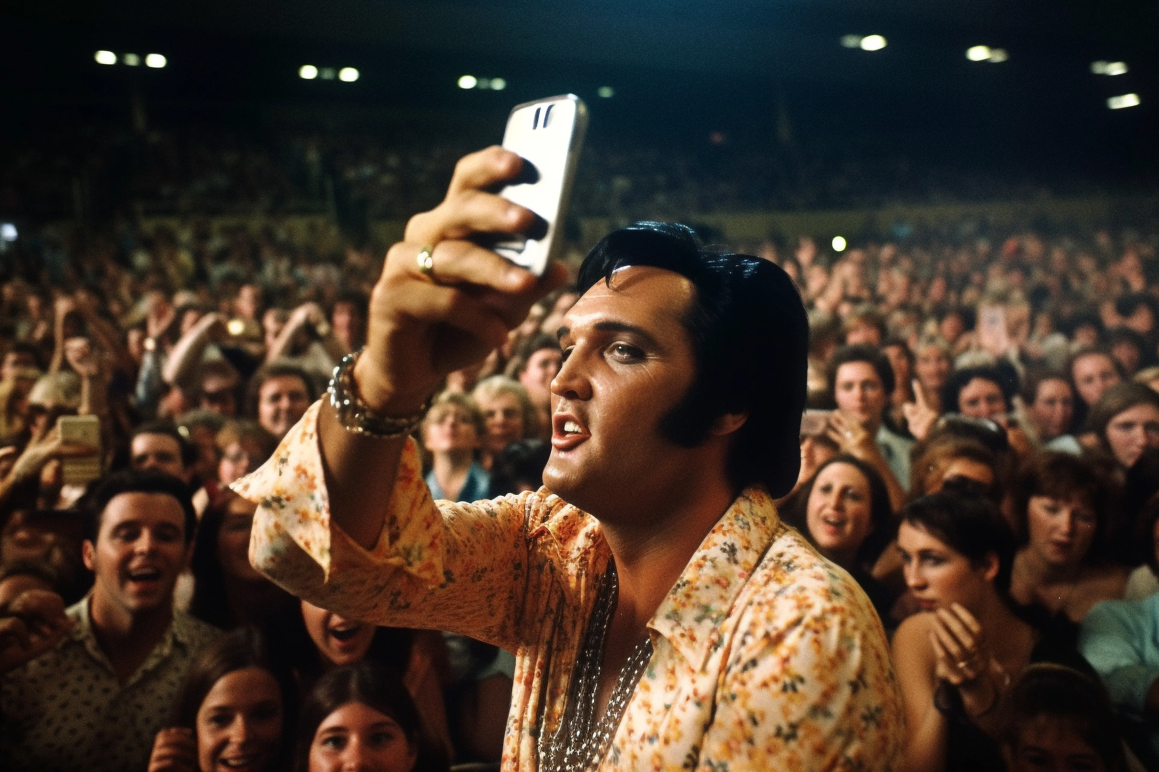 Elvis loves his fans and the fans love Elvis. 
With his 572 million Instagram followers, he currently has the largest social media account. Not even Richard Nixon can keep up, despite his often controversial tweets. But who can keep up with such impressive selfies?