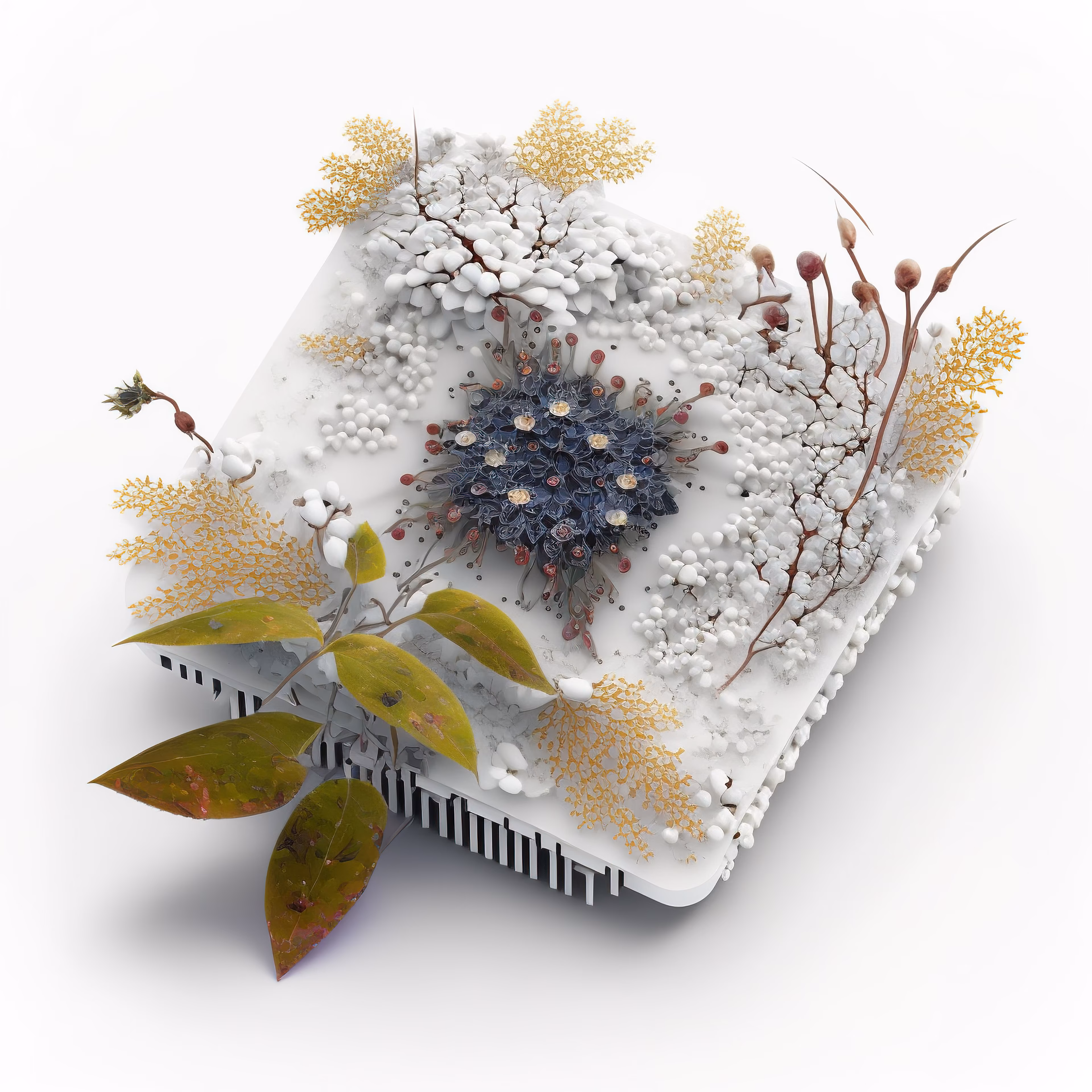 AI-generated microchip absorbed by irrepressible force of nature. Unique 1/1 of 100 chips collection. 2022 🌱