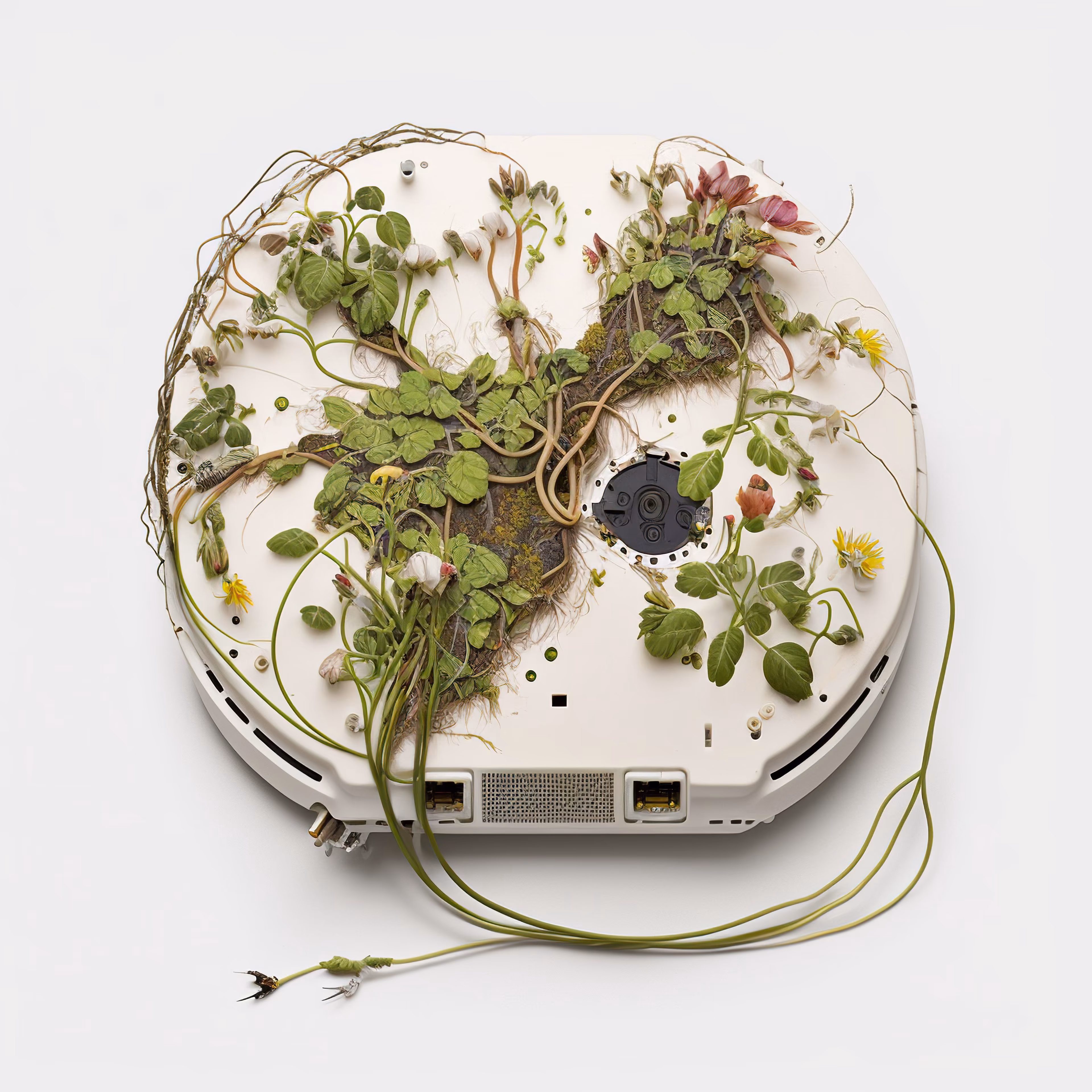 AI-generated microchip absorbed by irrepressible force of nature. Unique 1/1 of 100 chips collection. 2022 🌱