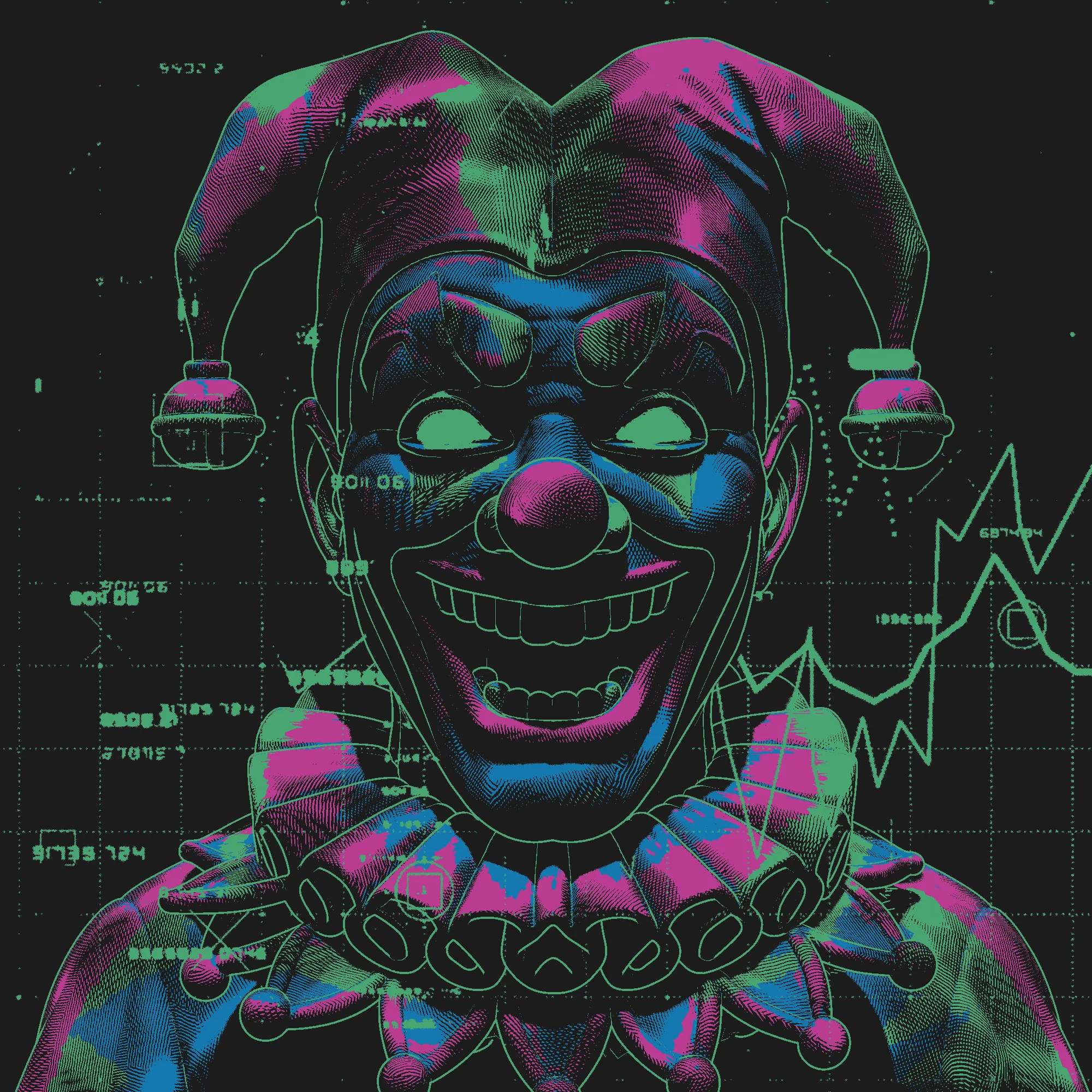 Draped in laughter that cuts sharper than any blade, The Prince is a figure of charm twisted into menace, a trickster who delights in the chaos of masks and illusions. His hollow eyes and painted grin conceal intentions that dance between play and cruelty, leaving truth hidden beneath layers of performance. Clad in bells and bright attire, he lures with joy while sowing unease, a reminder that folly and wisdom often wear the same face. To draw The Prince is to confront the power of deception, where delight may disguise danger and jest may reveal the deepest truths.