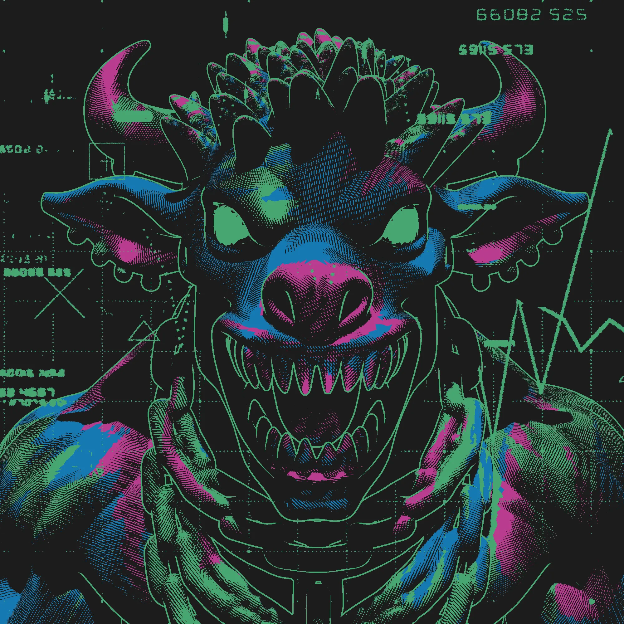 Manifests as raw power incarnate, a towering beast with horns arched like crescent moons and eyes that blaze with primal fire. Its fanged grin reveals both hunger and defiance, while its body radiates strength chained to ferocity, demanding respect from all who stand before it. Crowned with a mane of jagged growths, it embodies endurance, untamed energy, and the will to break through obstacles by force. In a spread, The Bull calls forth the courage to confront trials head-on, warning against reckless rage but blessing those who harness discipline to channel their inner might into triumph.
