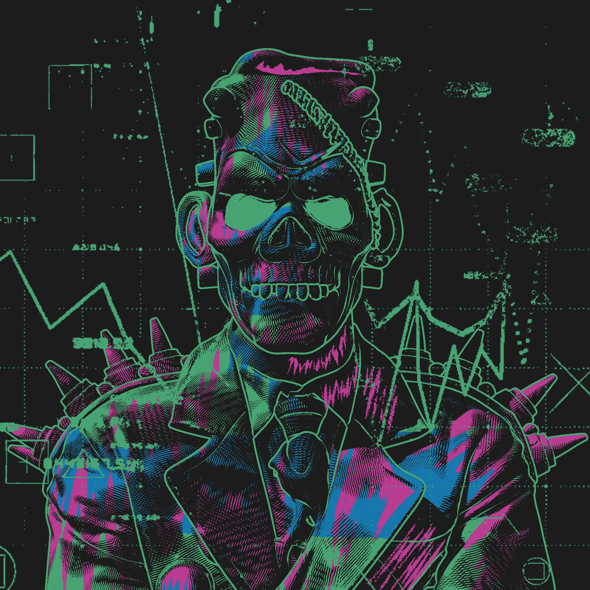 Draped in a suit that mimics civility yet crowned with a skull of wrath, The Monster is the embodiment of the beast hidden beneath human masks. Its hollow eyes burn with unspoken judgment, while scars and bolts etched into its form reveal the violence of creation and the weight of survival. Spikes rise from its back like a warning, a reminder that power is often born from pain and defiance. To draw The Monster is to face the raw truth of the self, where fear, rage, and strength intertwine, and the line between humanity and monstrosity blurs into shadow.