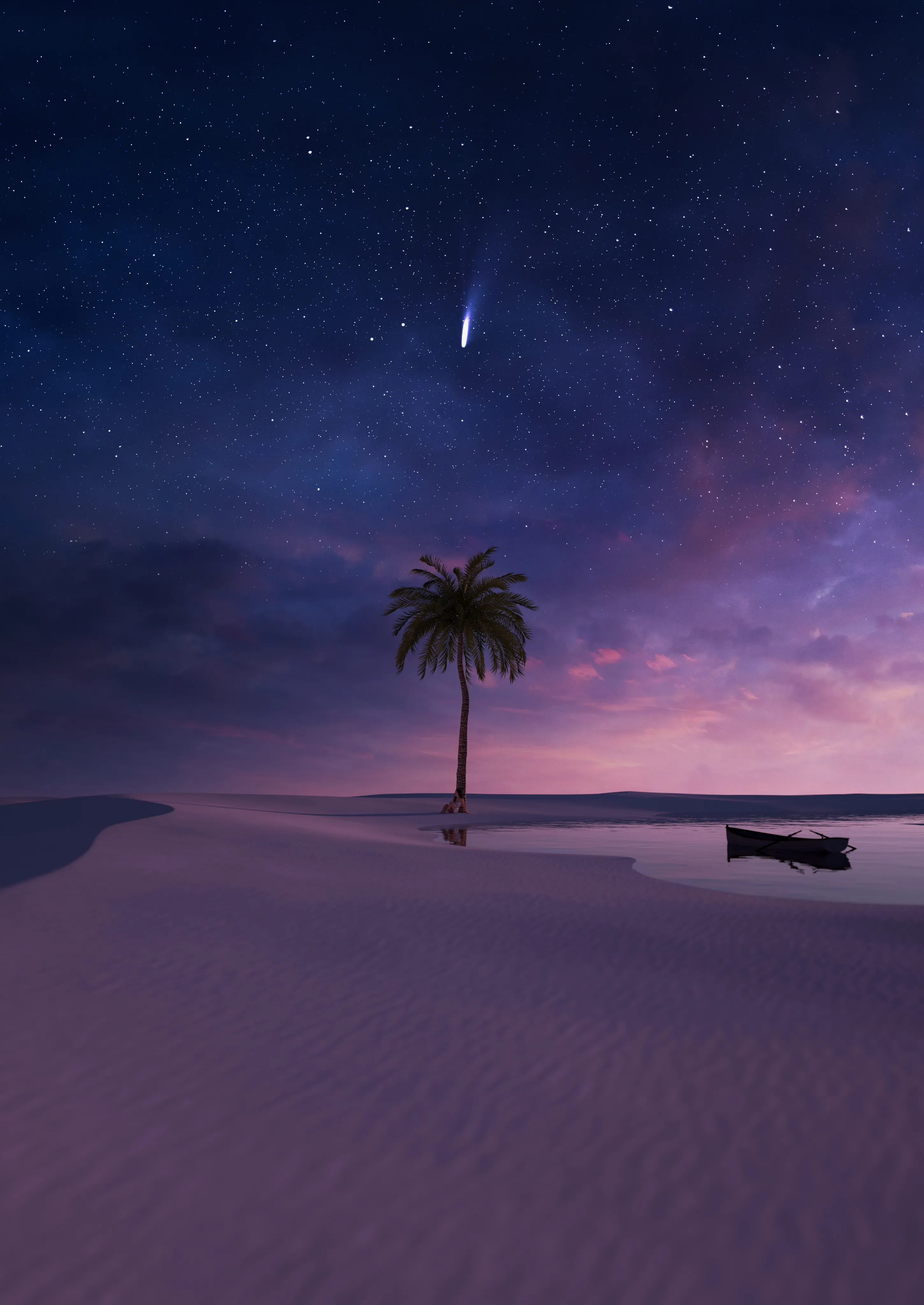 LANDSCAPES OF SERENITY//  
A collection of three breathtaking digital landscape artworks that evoke a sense of serenity and tranquility. Each piece will showcase a unique natural setting, inviting viewers to immerse themselves in the beauty of the world around us. Through the harmonious blending of colors, textures, and composition, this artwork drop will transport viewers to serene landscapes and evoke a deep appreciation for the wonders of nature.

CELESTIAL AWAKENING//  
The story of Landscapes of Serenity begins with this digital artwork. It sets the stage for a captivating dreamscape, introducing the theme of celestial wonders and contemplation. The use of colors transitioning from blue to pink to purple foreshadows the magical and ethereal journey that awaits you.