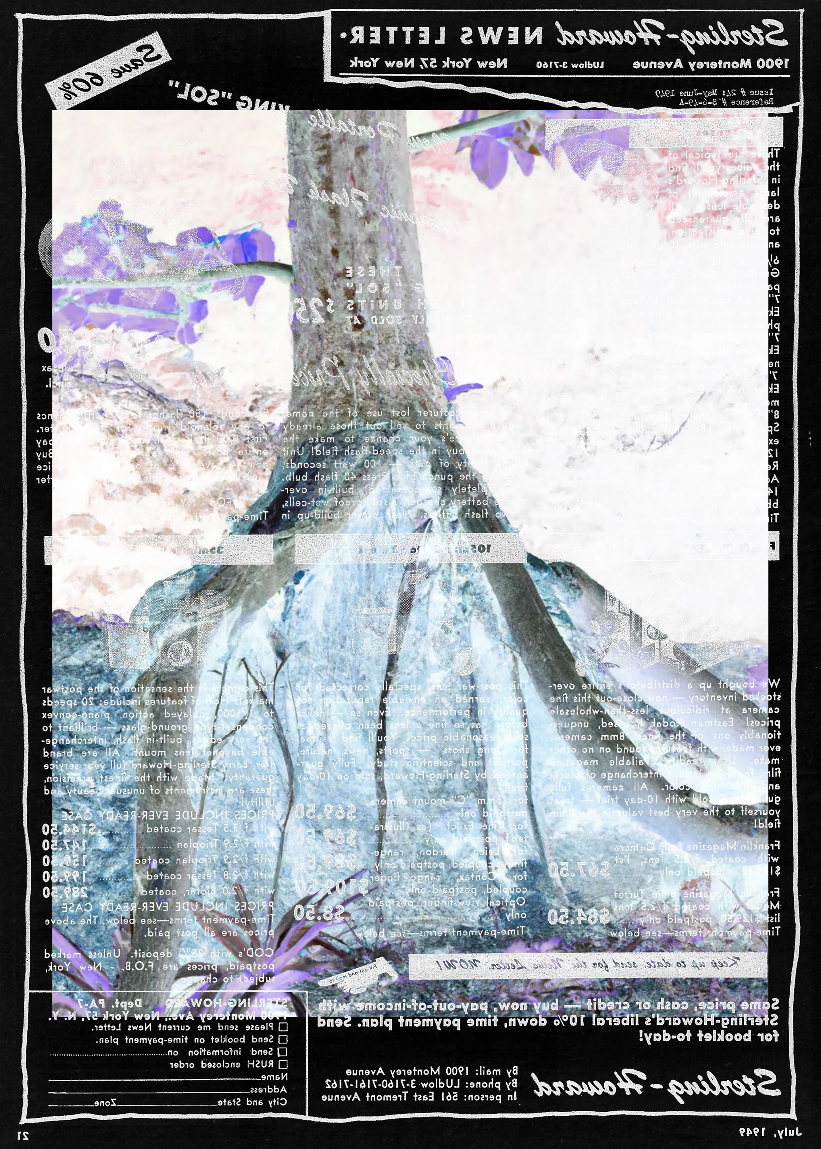 49/23 is digital collage series that blends AI-generated images over vintage photography magazine pages, building a conceptual bridge between the past and future of the medium while exploring the disruptions posed by AI toward photographic tradition.