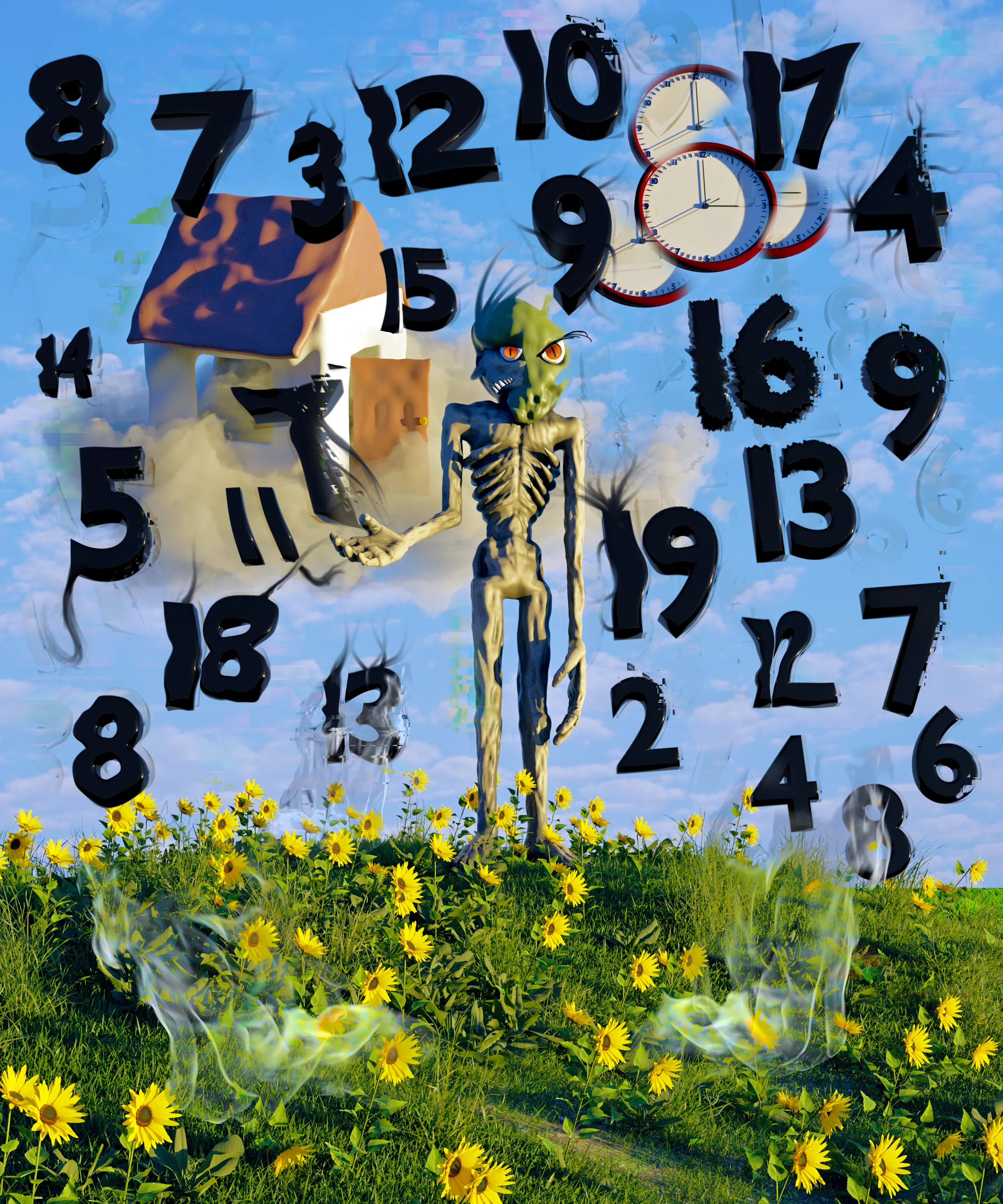 This one was a drawing done by Aleqth at first, then interpreted by Vad in 3D, then distorted by Aleqth. Name inspired by the Salvador Dali painting with melting clocks.