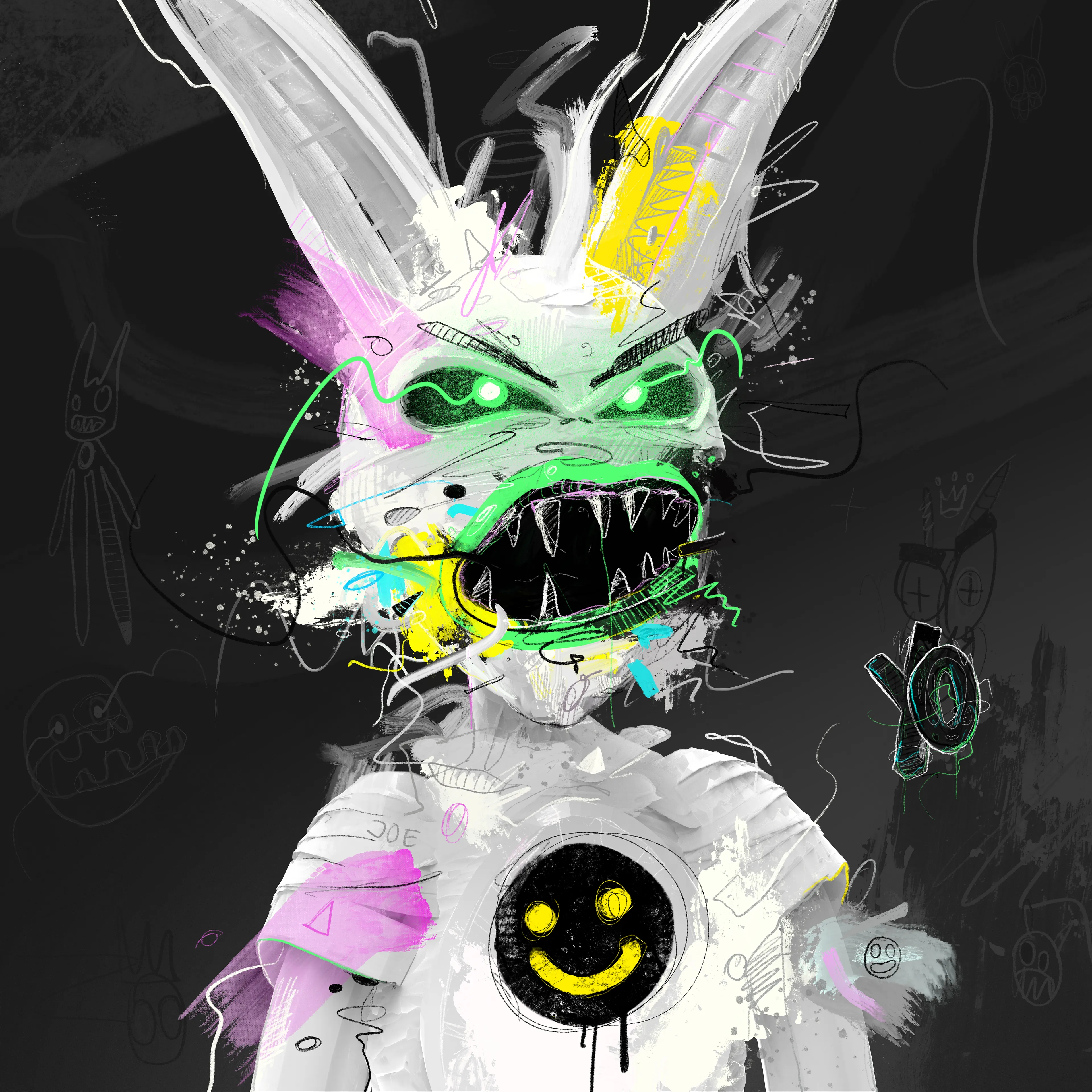 Generative Jolt Of Expression
420mm x 420mm, 300dpi.

500 on objkt, 120 on etherium, 40 on binance.
www.customhorror.net/gjoe