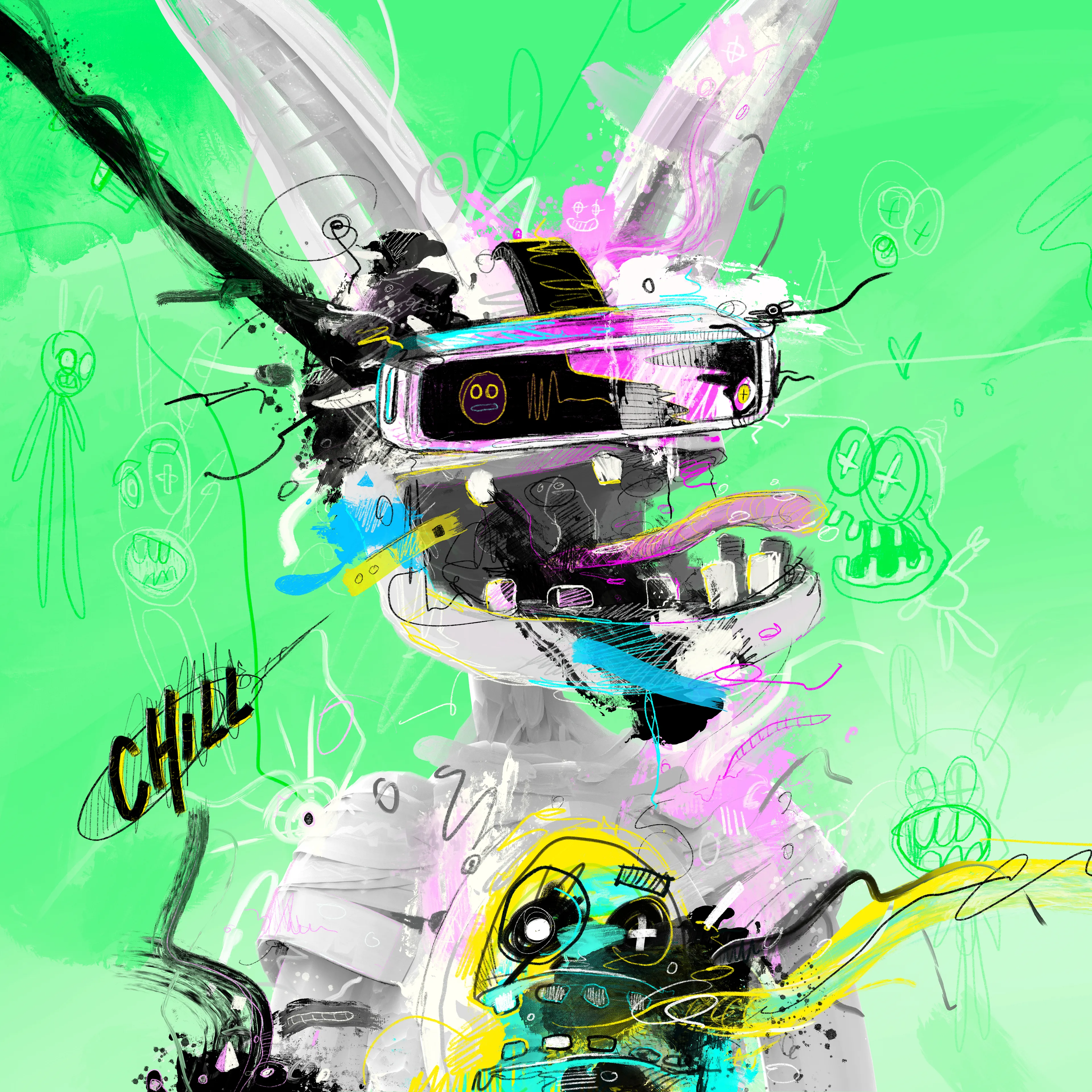 Generative Jolt Of Expression
420mm x 420mm, 300dpi.

500 on objkt, 120 on etherium, 40 on binance.
www.customhorror.net/gjoe