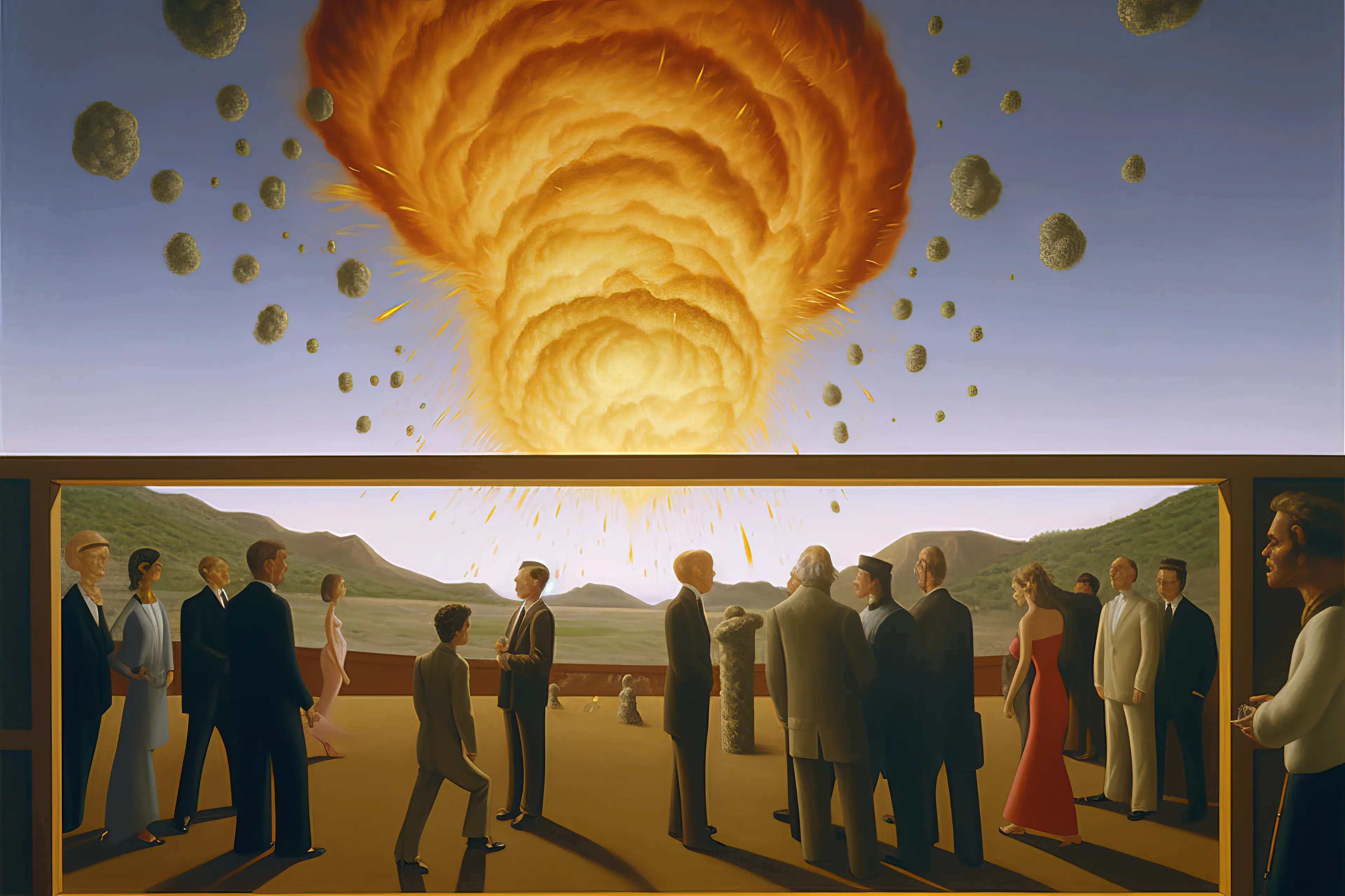 In this collection, each piece serves as a visual metaphor for the eruptive energy of creativity, where ideas burst forth, much like an explosion, from the nucleus of an artist's imagination. It captures the vibrant chaos and tumultuous passion intrinsic to the act of creation, reflecting the artist's journey through a cacophony of emotions, ideas, and revelations. It takes the viewer through the tempest of the creative process - the initial spark of inspiration, the building intensity of shaping an idea, the explosive act of bringing it to life, and the subsequent calming silence that follows the storm of creation. The pieces in 'Art is an Explosion' highlight the emotional depth and complexity hidden beneath the surface of each artwork, peeling back the layers to reveal the raw, unfiltered chaos from which creativity springs forth. It challenges the notion of art as a purely aesthetic endeavor, instead portraying it as an emotional catharsis, a deeply personal exploration, and an explosive act of self-expression. In essence, 'Art is an Explosion' offers a celebration of the artist's spirit and the transformative power of art. It serves as a vivid testament to the beautiful chaos of creation, encouraging viewers to not only appreciate the final product but to also delve into the dramatic journey of its conception and birth. It underscores the idea that in art, as in life, even chaos can lead to a masterstroke.