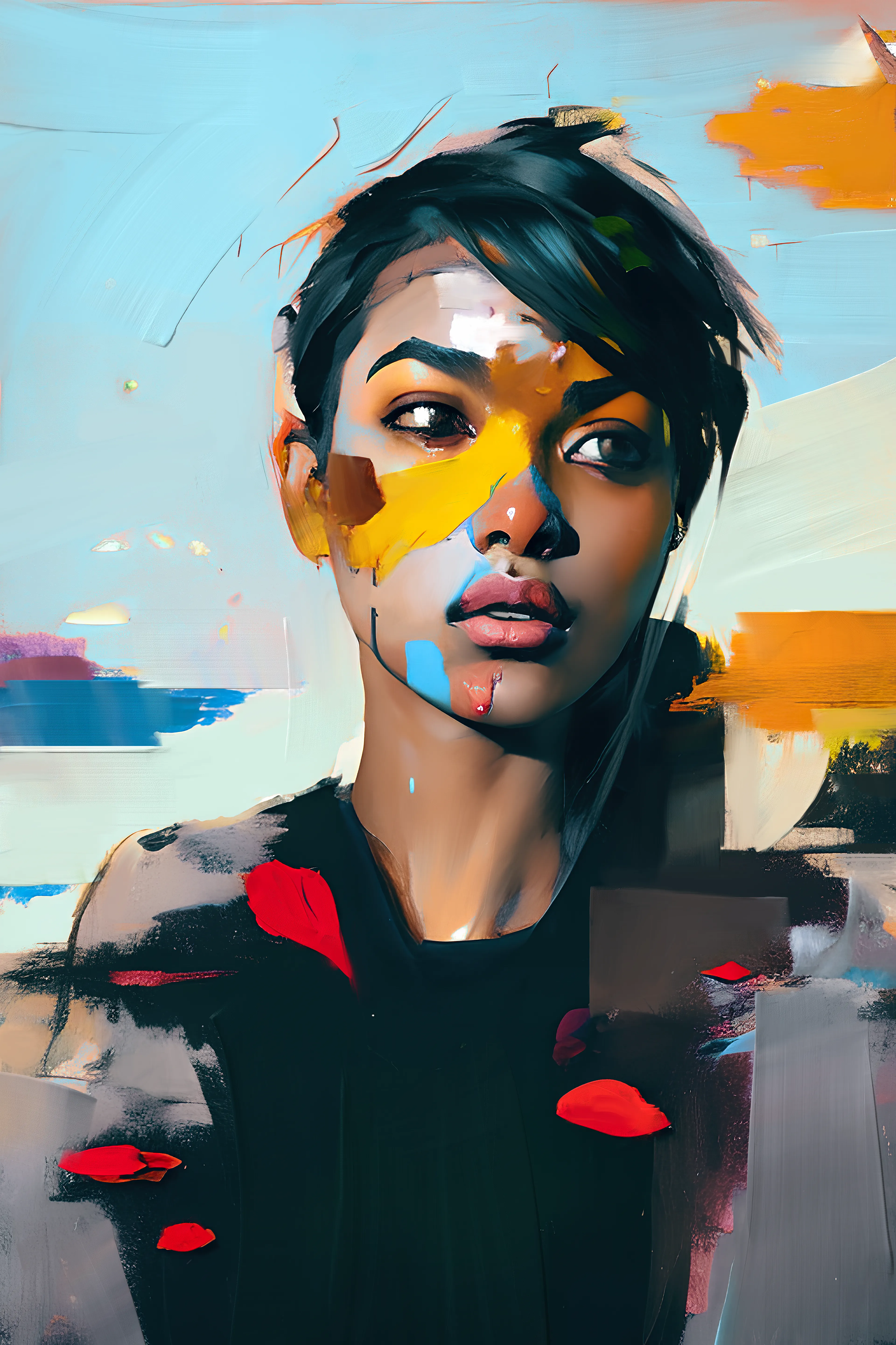 'Synthetic Heartbeats' is an assisted AI collection that explores the interplay between textures and emotions. Through fluid brushstrokes and synths, each portrait comes to life, pulsing with its own unique heartbeat.

The collection blends trad-digital art techniques with AI technology to create a mesmerizing experience that captures the essence of the human experience.

With bold use of color, the portraits are a celebration of the beauty and complexity of human emotion, and each canvas is a window into the soul. The fluidity of the paint, combined with the intricate textures, creates a captivating visual experience that invites viewers to get lost in the details, and to experience the bravura of brush strokes to evoke deep and powerful emotions.