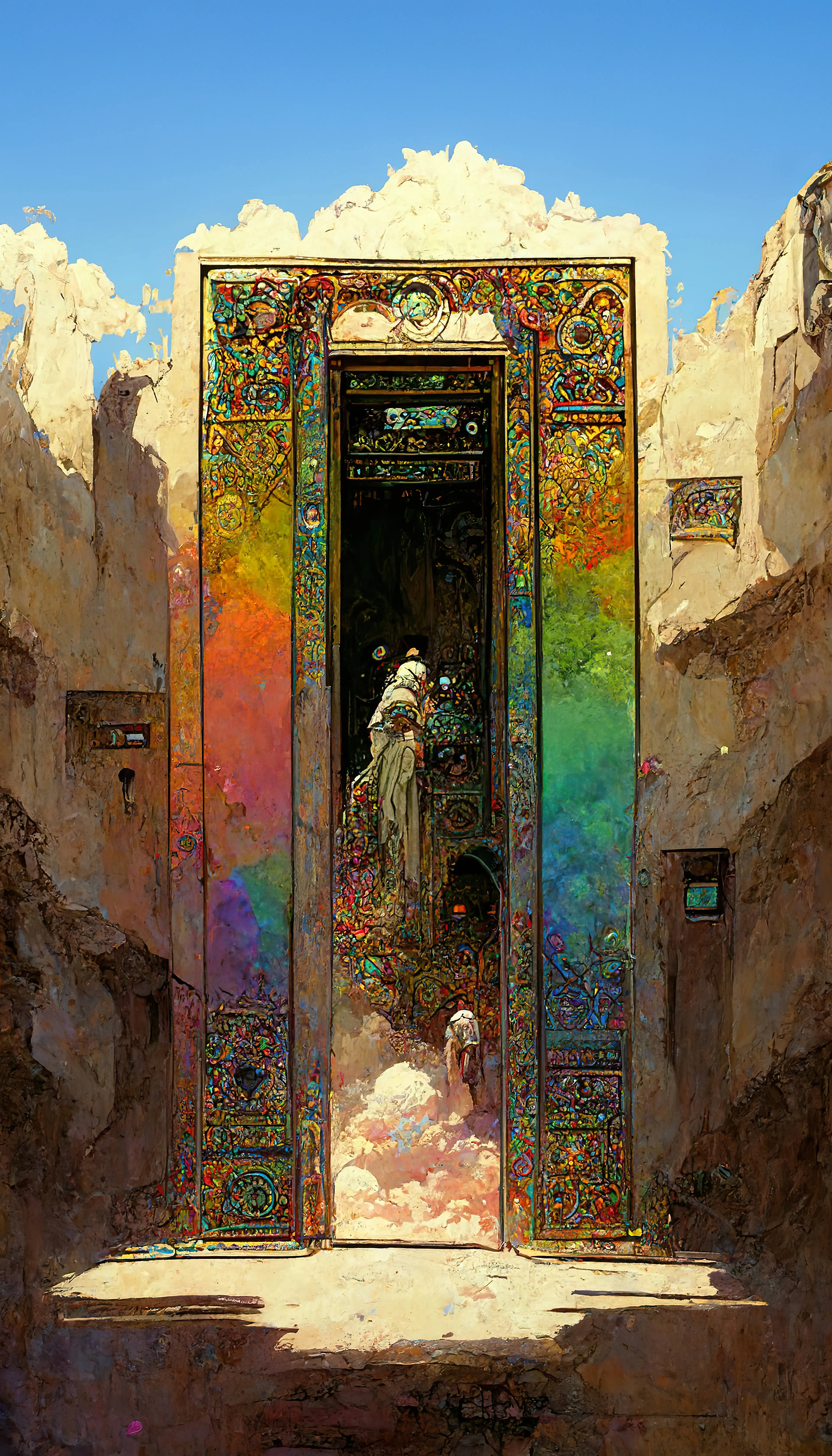 “Nexus” is a collection of artworks that explores the idea of doorways or portals connecting different realms. Whether it is a doorway to another dimension, a parallel universe, or simply a different state of mind, “Nexus” represents a passage to something new and unknown. It is a symbol of hope and possibility, offering a glimpse into a world beyond our own. This collection of artworks invites viewers to step through the nexus doorway and explore the possibilities that lie beyond.