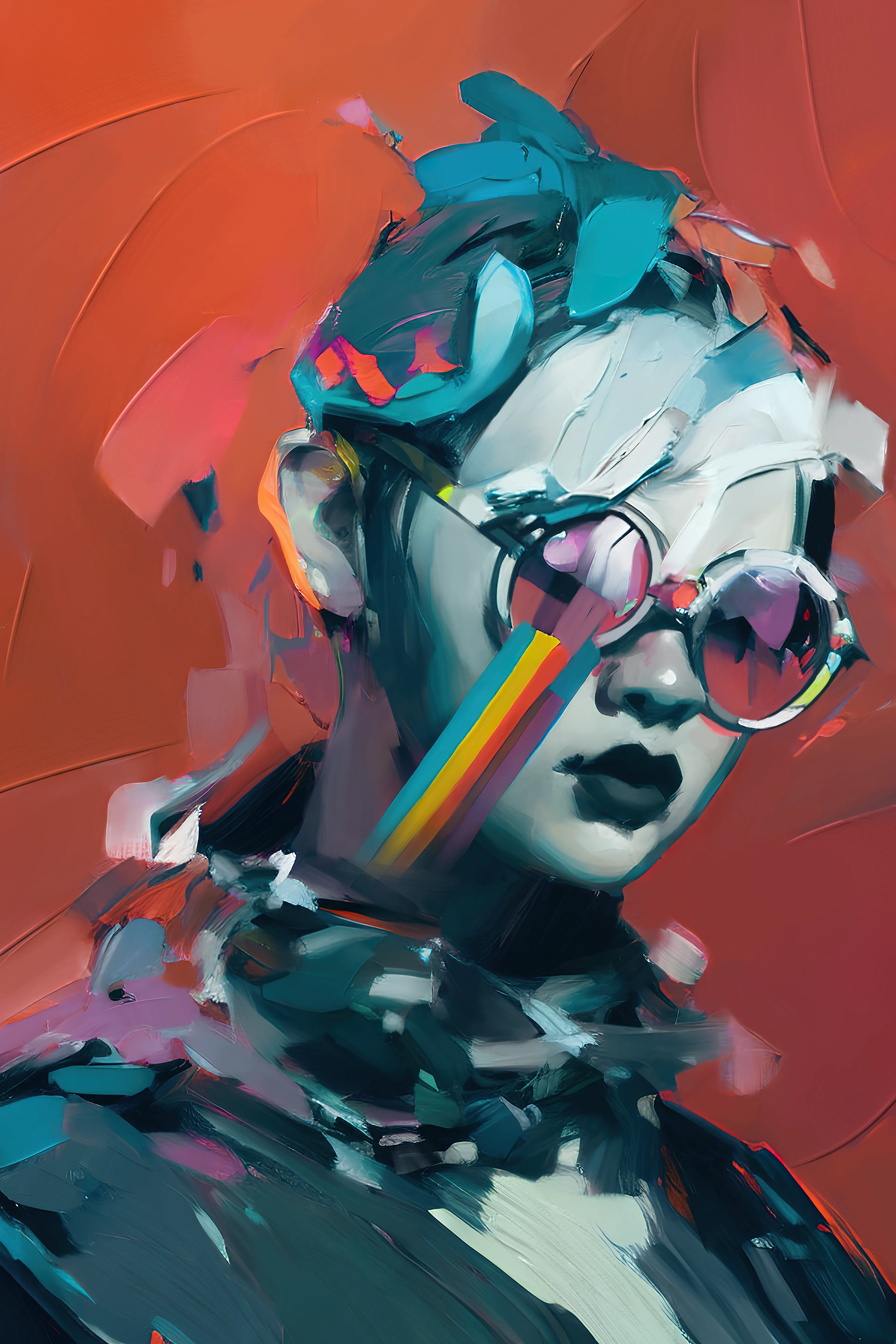 'Synthetic Heartbeats' is an assisted AI collection that explores the interplay between textures and emotions. Through fluid brushstrokes and synths, each portrait comes to life, pulsing with its own unique heartbeat.

The collection blends trad-digital art techniques with AI technology to create a mesmerizing experience that captures the essence of the human experience.

With bold use of color, the portraits are a celebration of the beauty and complexity of human emotion, and each canvas is a window into the soul. The fluidity of the paint, combined with the intricate textures, creates a captivating visual experience that invites viewers to get lost in the details, and to experience the bravura of brush strokes to evoke deep and powerful emotions.