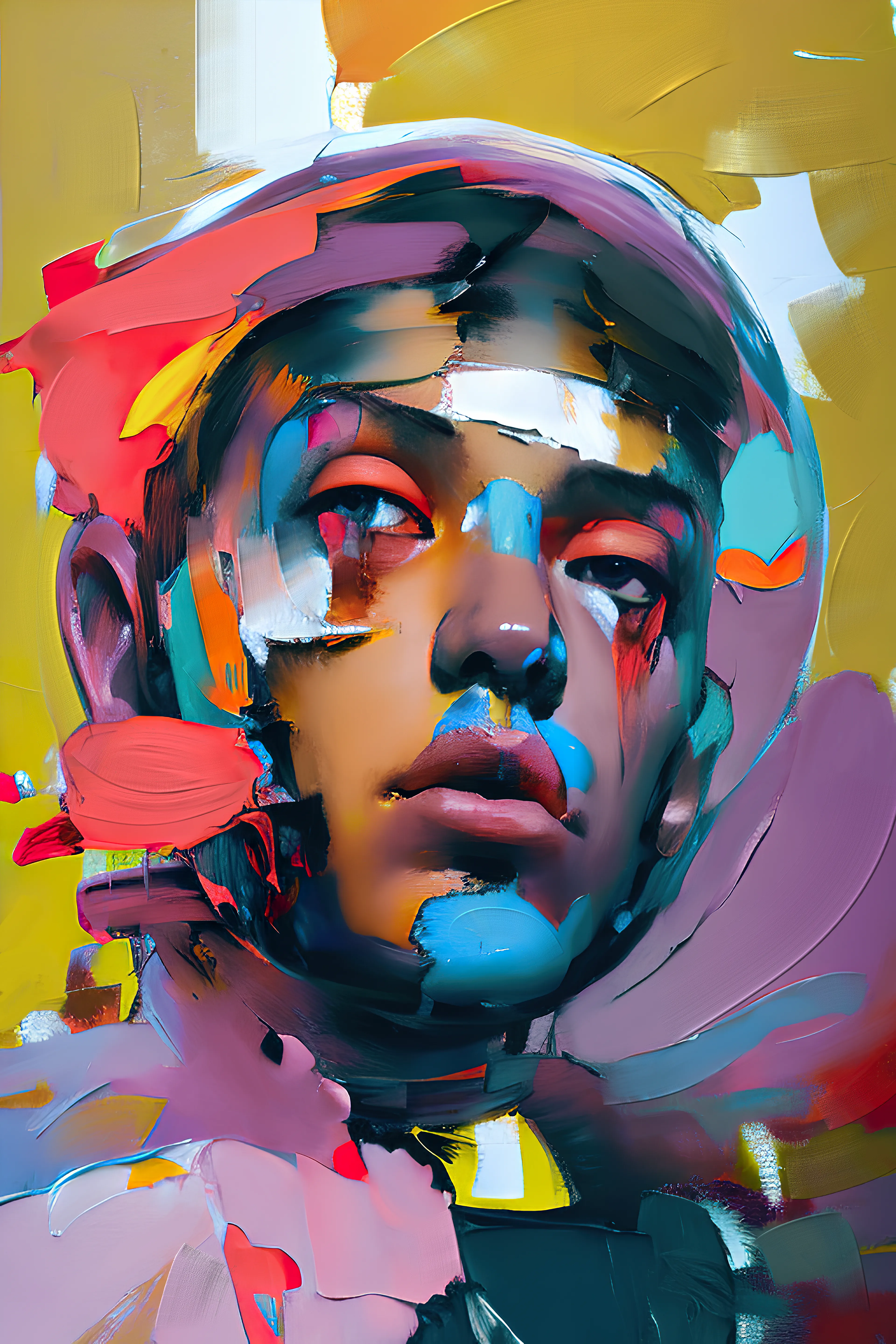 'Synthetic Heartbeats' is an assisted AI collection that explores the interplay between textures and emotions. Through fluid brushstrokes and synths, each portrait comes to life, pulsing with its own unique heartbeat.

The collection blends trad-digital art techniques with AI technology to create a mesmerizing experience that captures the essence of the human experience.

With bold use of color, the portraits are a celebration of the beauty and complexity of human emotion, and each canvas is a window into the soul. The fluidity of the paint, combined with the intricate textures, creates a captivating visual experience that invites viewers to get lost in the details, and to experience the bravura of brush strokes to evoke deep and powerful emotions.