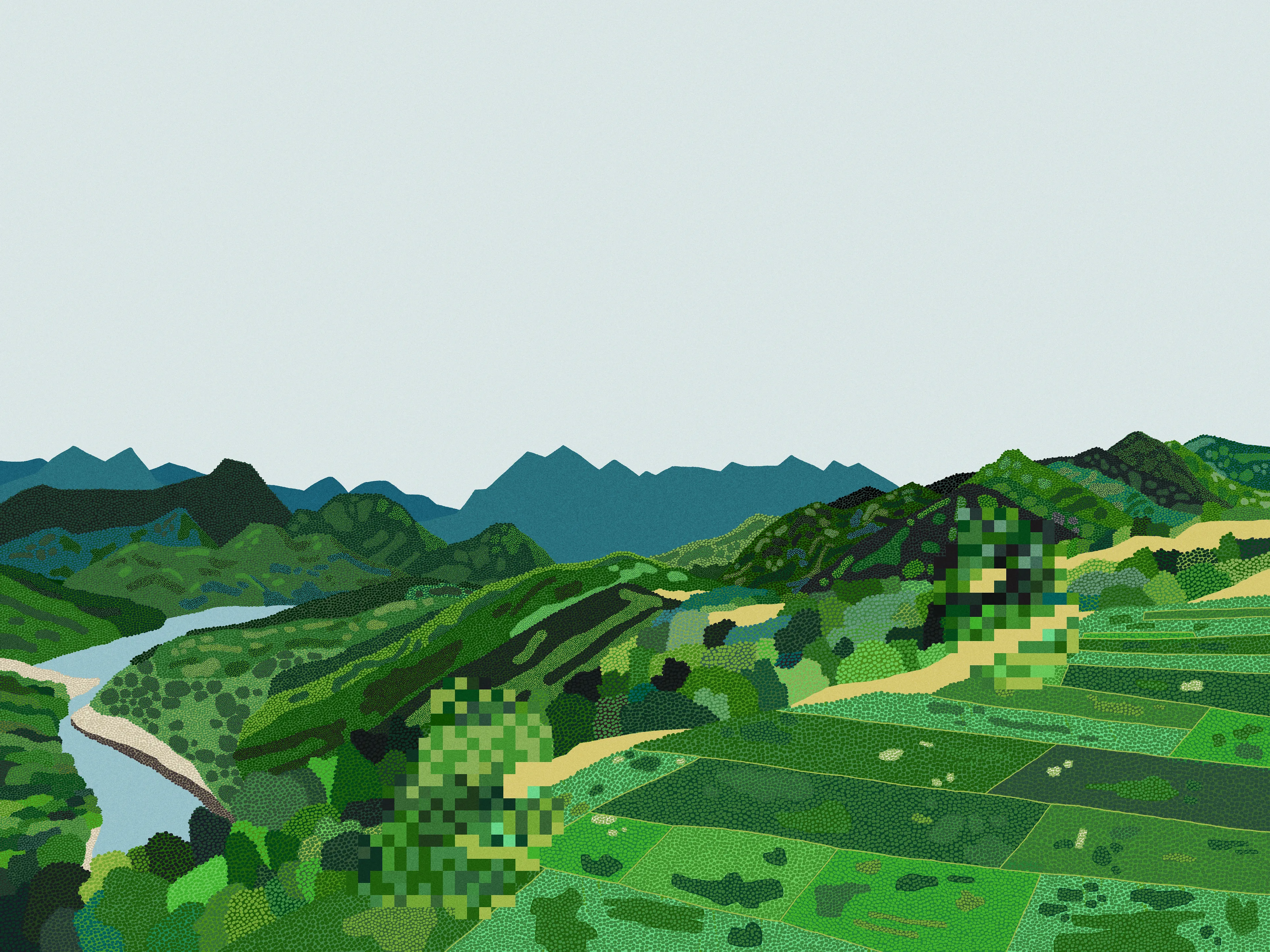I feel peaceful when i look at the scenery from the mountain.
I hope peace will come to your mind just while you watch this artwork.