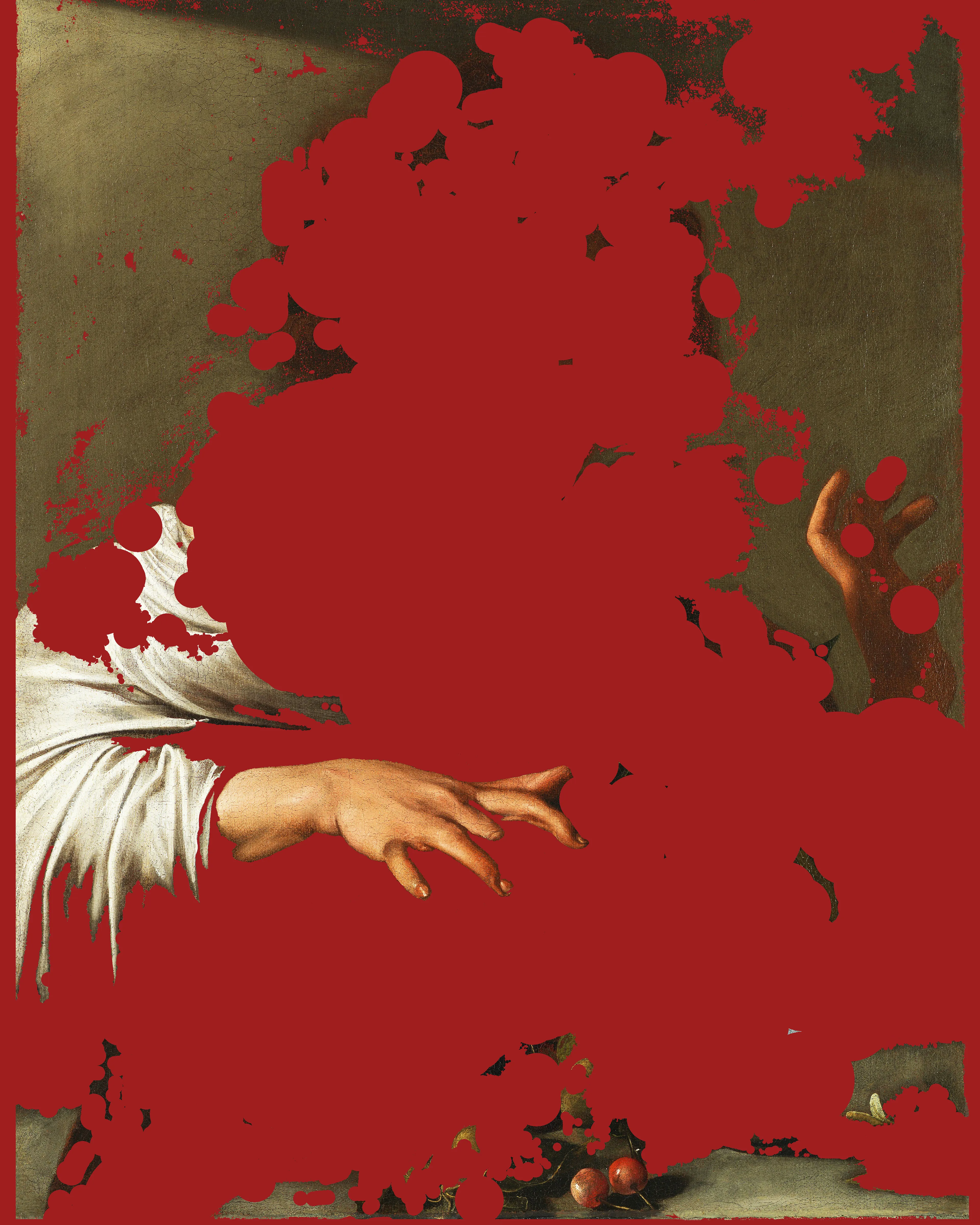 This is the fifth release (#5) from the Screen Memories collection, which I began in 2017. Using an iPhone and a Macbook in combination, the series
masks imagery in Renaissance paintings with colorful, screen-lit 21st-century shapes. 

W: 3999px H: 4998 px. 
SIze: 7,877,590 bytes. 
Format: JPG. 
Tools: Union, Photoshop. 

Collection: Screen Memories.