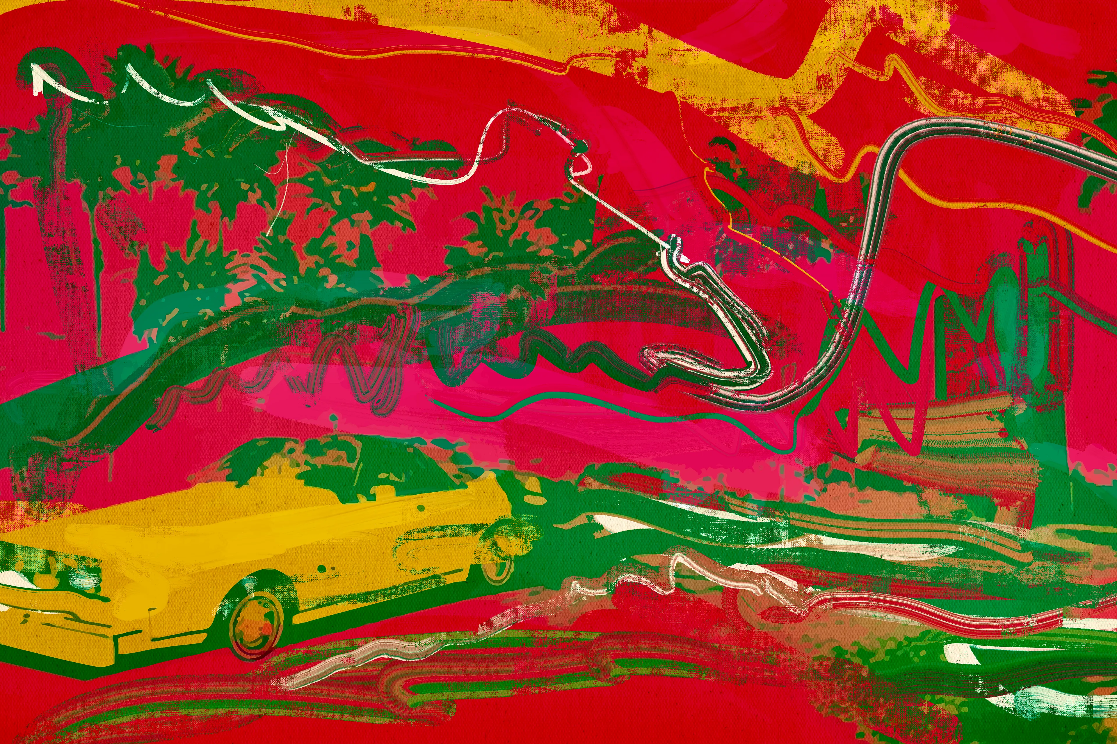 MIAMI 85 - From the MEGA DROP CORP history vault we are proud to release a collection of 1/1 digitized screen prints on canvas to coincide with Art Basel Miami 2022. Each artwork is a lush, saturated, abstract depiction of "The Magic City".  