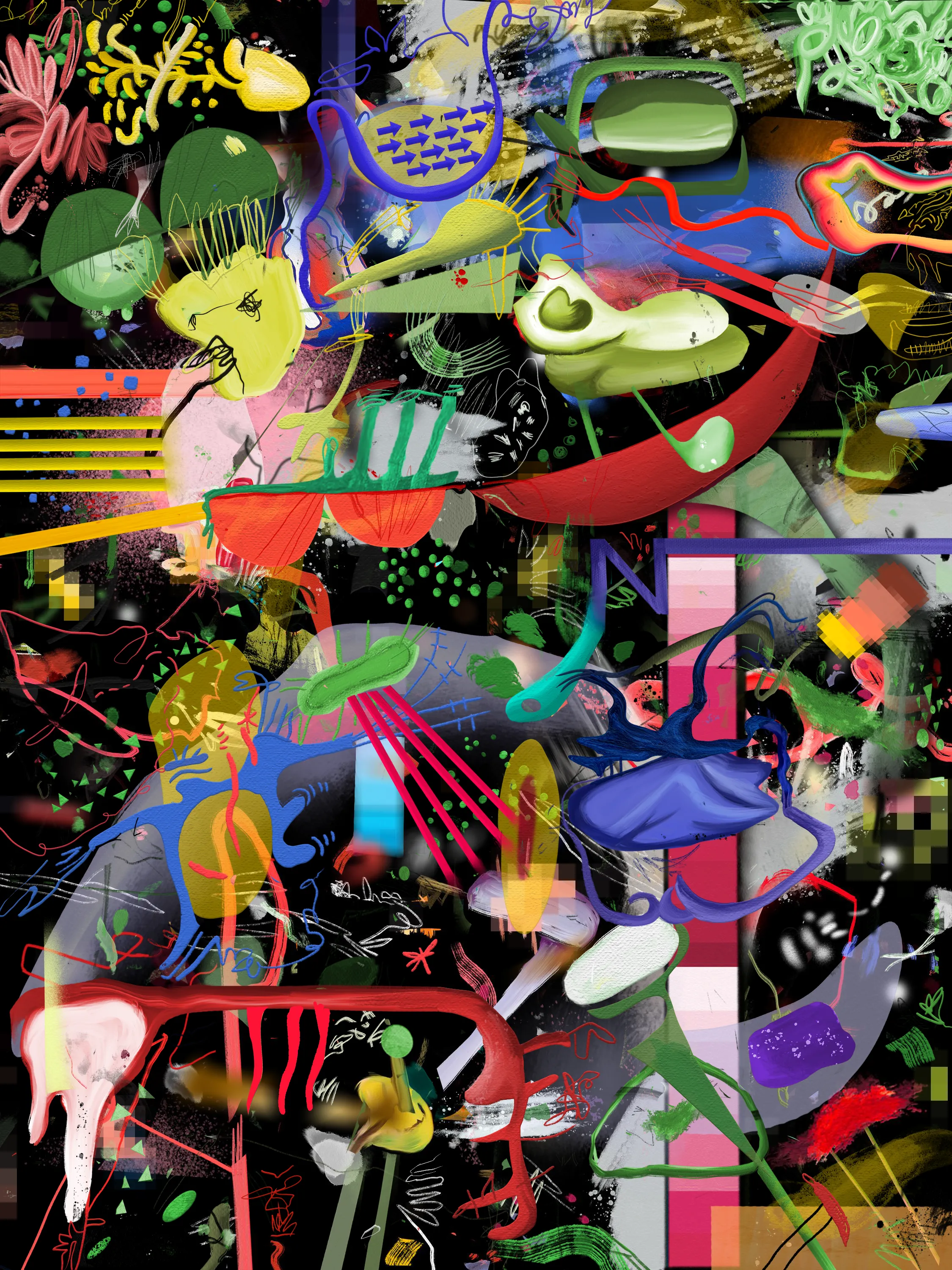 This painting is  inspired by the night and everything hidden in the dark, everything that happens when everybody sleeps

The artwork includes a giclée painting 
size: 80 cm x 60 cm on  a 320 grs cotton paper