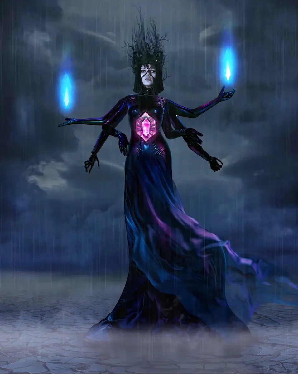 The Goddess of melancholia, the queen of sadness. She is here to remind us that shadows only exist because of light - the paradox of the great dance of life. Darkness is an integral part of the human experience and is only deemed unwanted because of our limited understanding. Umbra is an energy longing to be witnessed like all others - thoroughly, deeply but briefly.  Like us, she’s merely a passenger on the Earth plane, a visitor of the third dimensional reality. She too deserves her place in the simulation. She too, is beautiful. ➕ An audiovisual collaboration between Natalie Shau and Kerli, exclusively on superrare. Part 2 of the digital IKONS collection. ➕ NFT Auction winner will receive: - '1/1' NFT digital art piece + a physical print of the artwork, hand signed by Natalie Shau and Kerli.