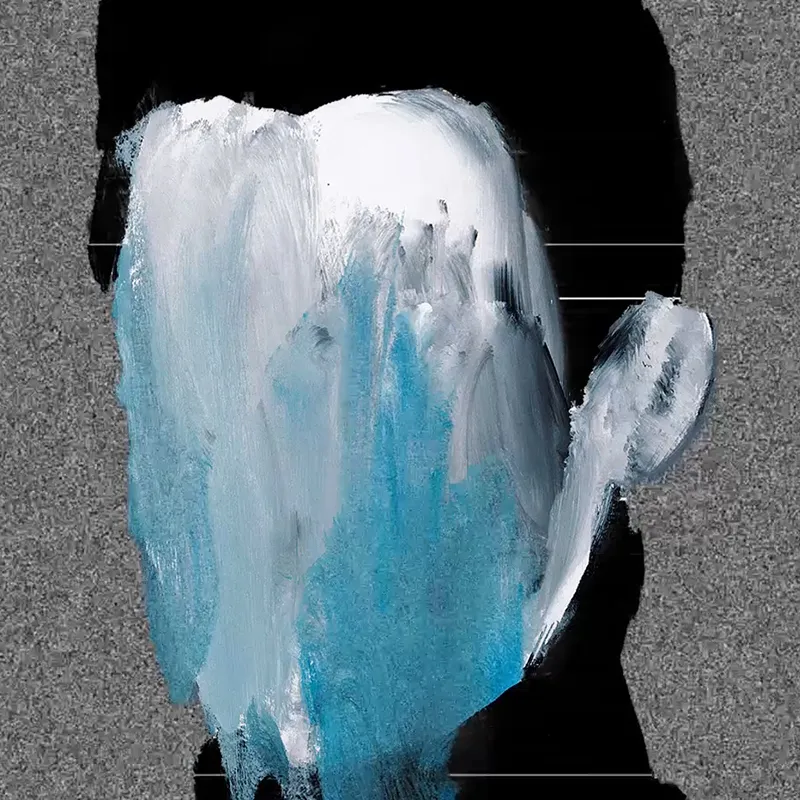 The painting has recently been displayed during CADAF Online 2020 (Contemporary & Digital Art Fair) and is currently exhibited at the Museum of Contemporary Digital Art (MoCDA) in their art show “Digital Bodies, concerning bodily structures”, on view at mocda.org until Sept 30th.
In Subtraction, absence is expressed through the contrast between purity and noise. The materiality of the piece, shown through layers of colors and texture, suggests a ritualistic flow of creation. 
Using paint to mask, the subject assumes disguise, showing an internal struggle in search of an identity to embrace. Layers of constructed oneness are in contact with the external world, emphasizing the friction between the physical human touch and the desire to rationalize the ephemerality of the digital medium.
Serena Tabacchi, curator at MoCDA
