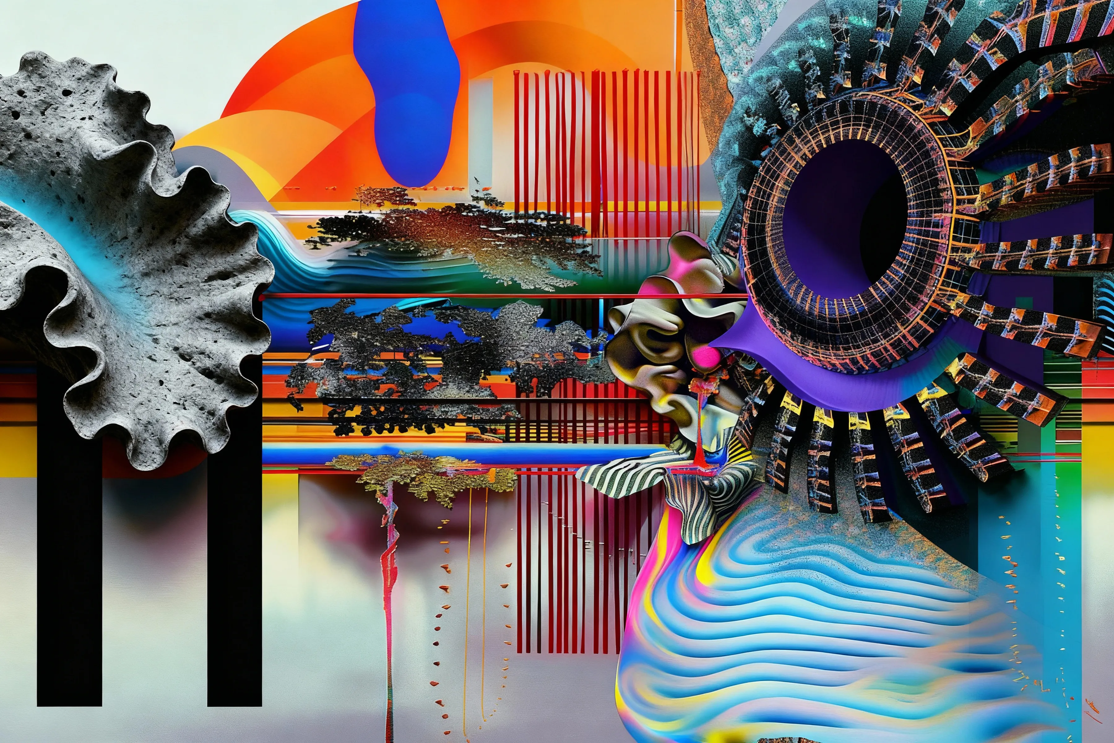 elements of time abstracted through the lens of sun setting