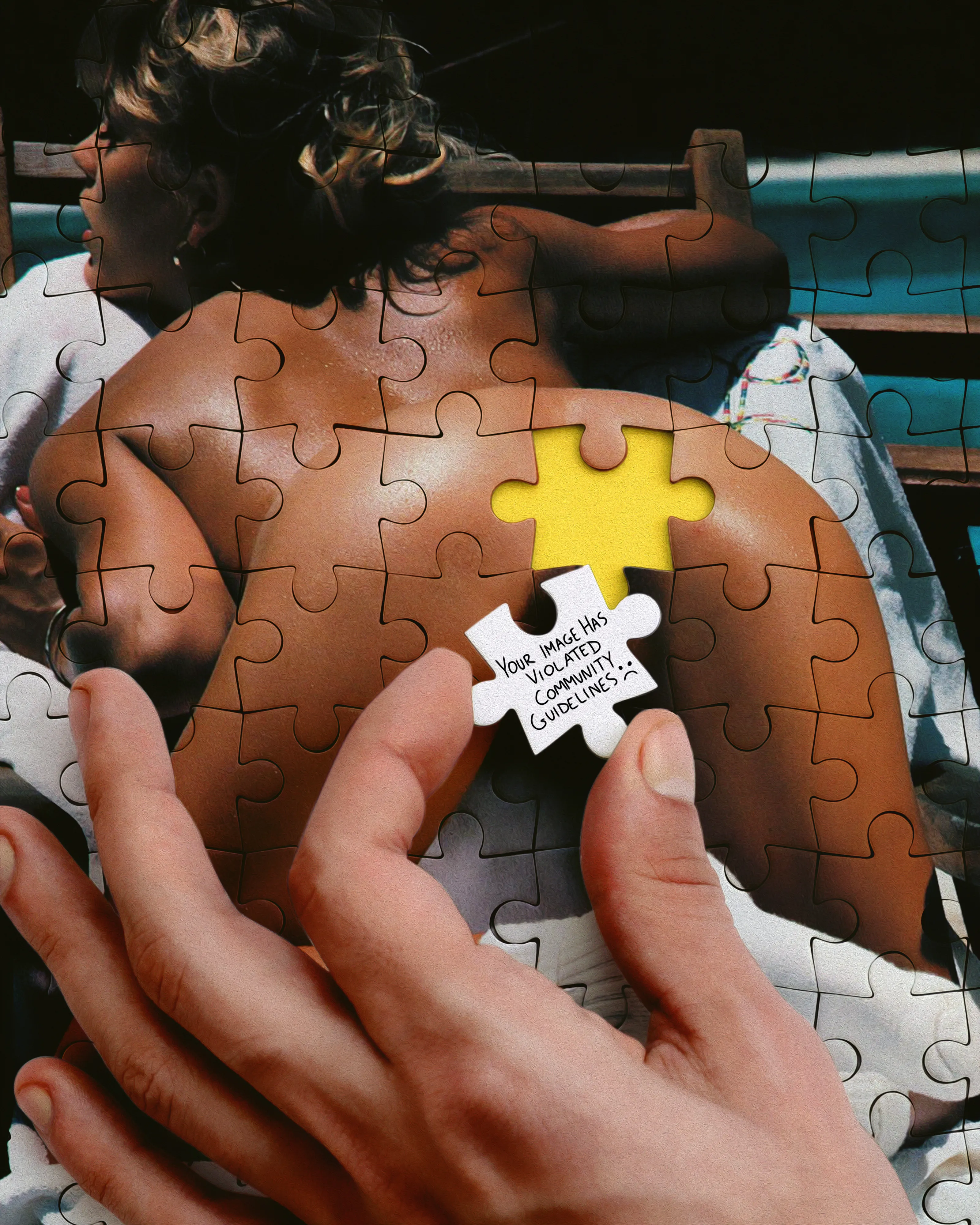 Over the course of my career, many of my artworks have been censored or deleted from my social media portfolios for explicit content violations. Ive seen the phrase "your image has violated community guidelines" too many times to count. Both Instagram and Facebook have flagged my account, making it almost impossible to release new artworks to their platforms. "Puzzles" is my third release from the "Banned From The Internet" series , I hope you enjoy :)