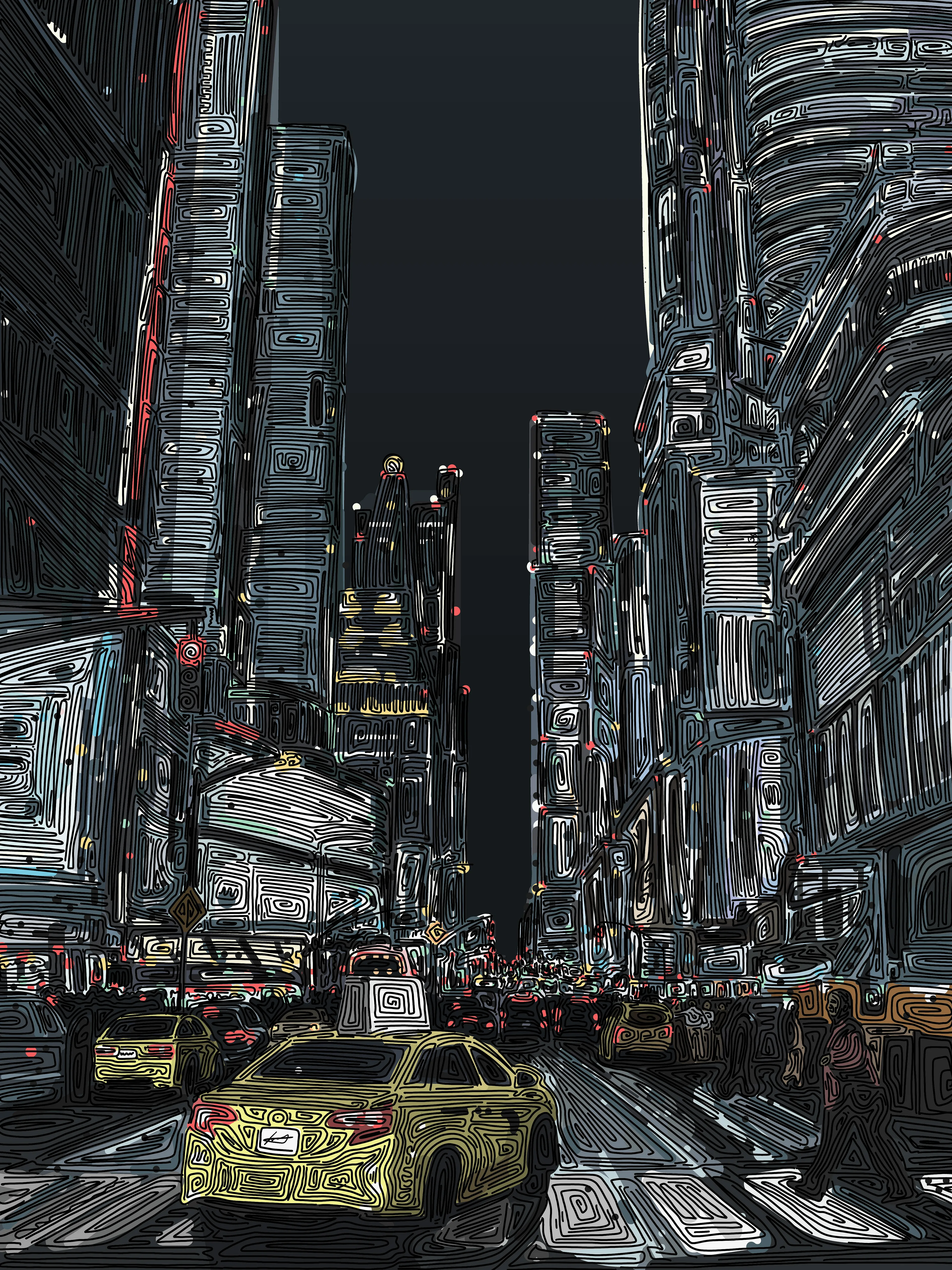 A busy Manhattan street. 
The Metro City Strut. 