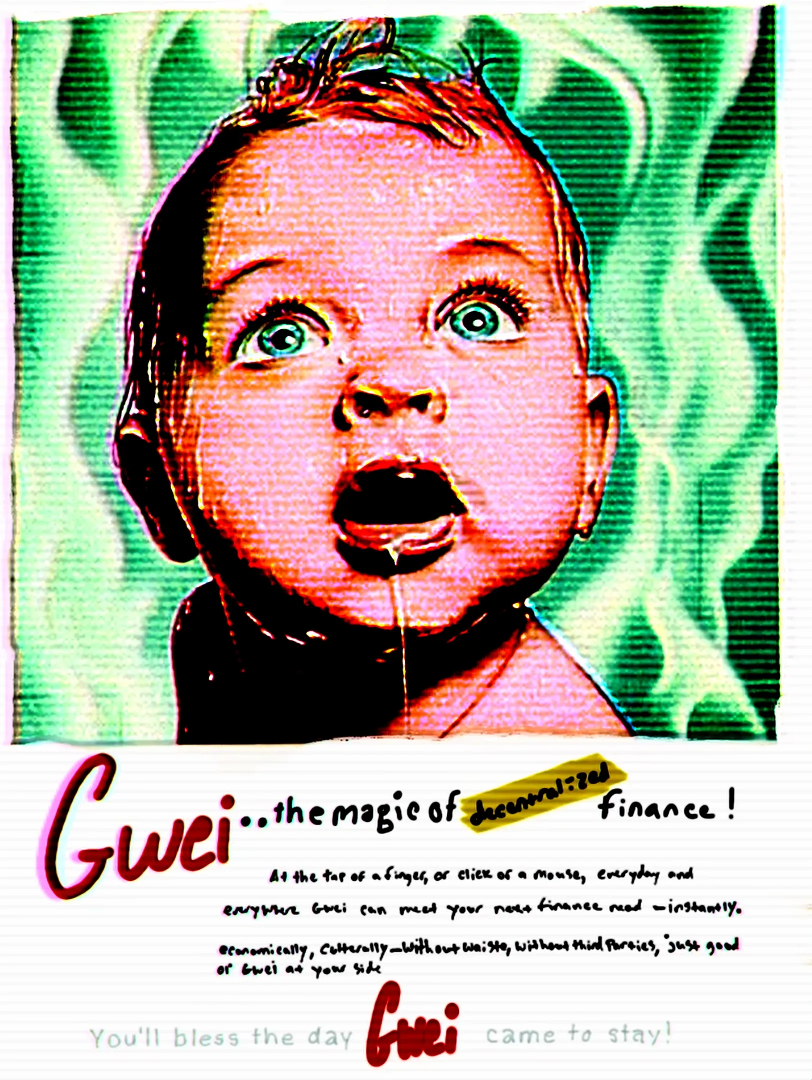 At the tap of a finger, or click of a mouse, everyday and everywhere GWEI can meet your next finance need - instantly. economically, culterally - without waist, without third parties, just ol' GWEI at your side. 
