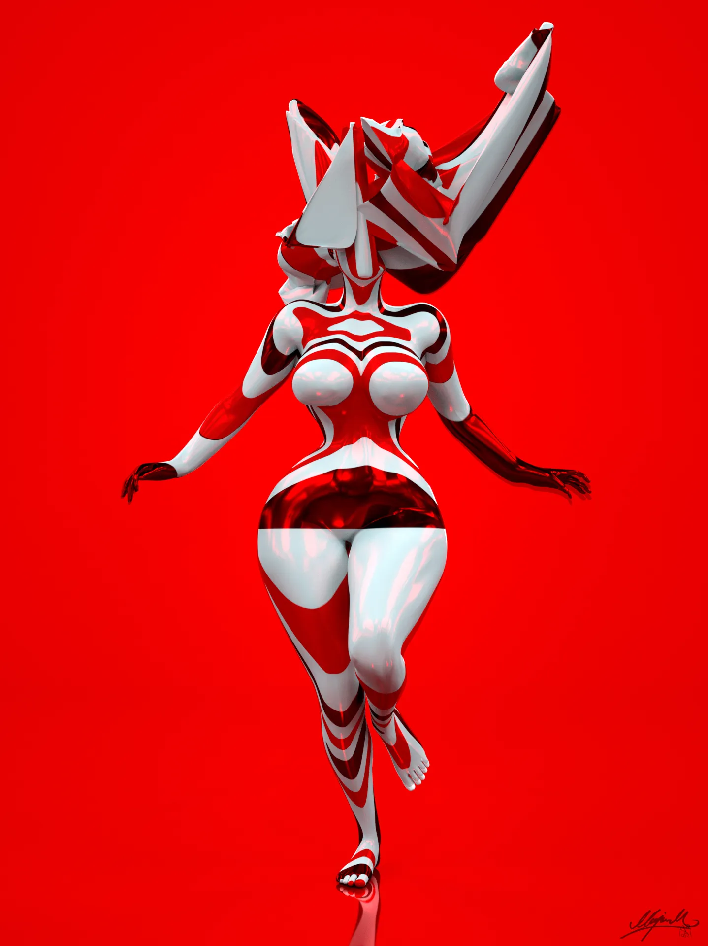 1438 X 1920 pixels.
Animation, 
28 Second loop.

#GlitchGoddess of Art Basel Miami with Picasso #Arthack became the first feminist digital Art piece to go viral on top Art Channels on Instagram & Facebook with 10s of millions of views & hundreds of thousands of shares and comments in 2018. Derived from the viral hit which featured voices of women artists talking about inequality, the #GlitchGoddess resists the Art historic convention that the female body is a singular form as she goes from curvy, slender, heavy, pregnant, stylized, and abstract to glitched. Using Marjan's original and unique style of animation called Chronometric Sculpture, #GlitchGoddess acts as a digital art intervention. Set against red and in a longer form, with an original musical score composed by the H3SH, this 1/1 offers a rare opportunity to collect this historically significant digital artwork. 


