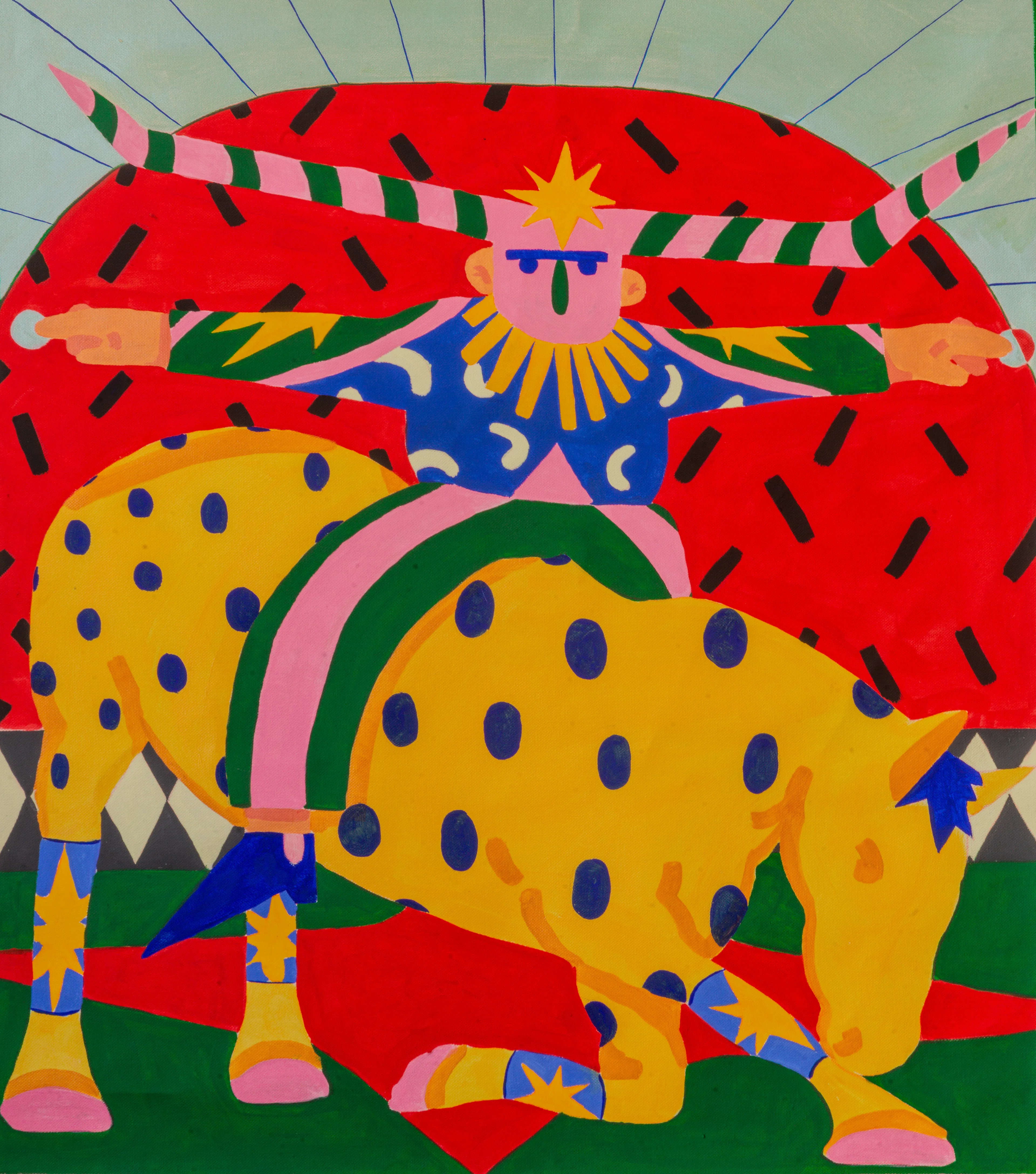"Divino" is not just a character, but a celebration: of ritual, color, and the strange, beautiful collision of the sacred and the spectacular.

Evoking the festive chaos and spiritual ecstasy of Divino de Parintins, the Amazonian celebration where Catholic faith, folklore, and theatricality intertwine.

Acrylic on canvas
53 x 62 cm
José Narciso
2025

The first owner of this NFT will receive the physical artwork. Shipping costs and responsibility are the buyer’s