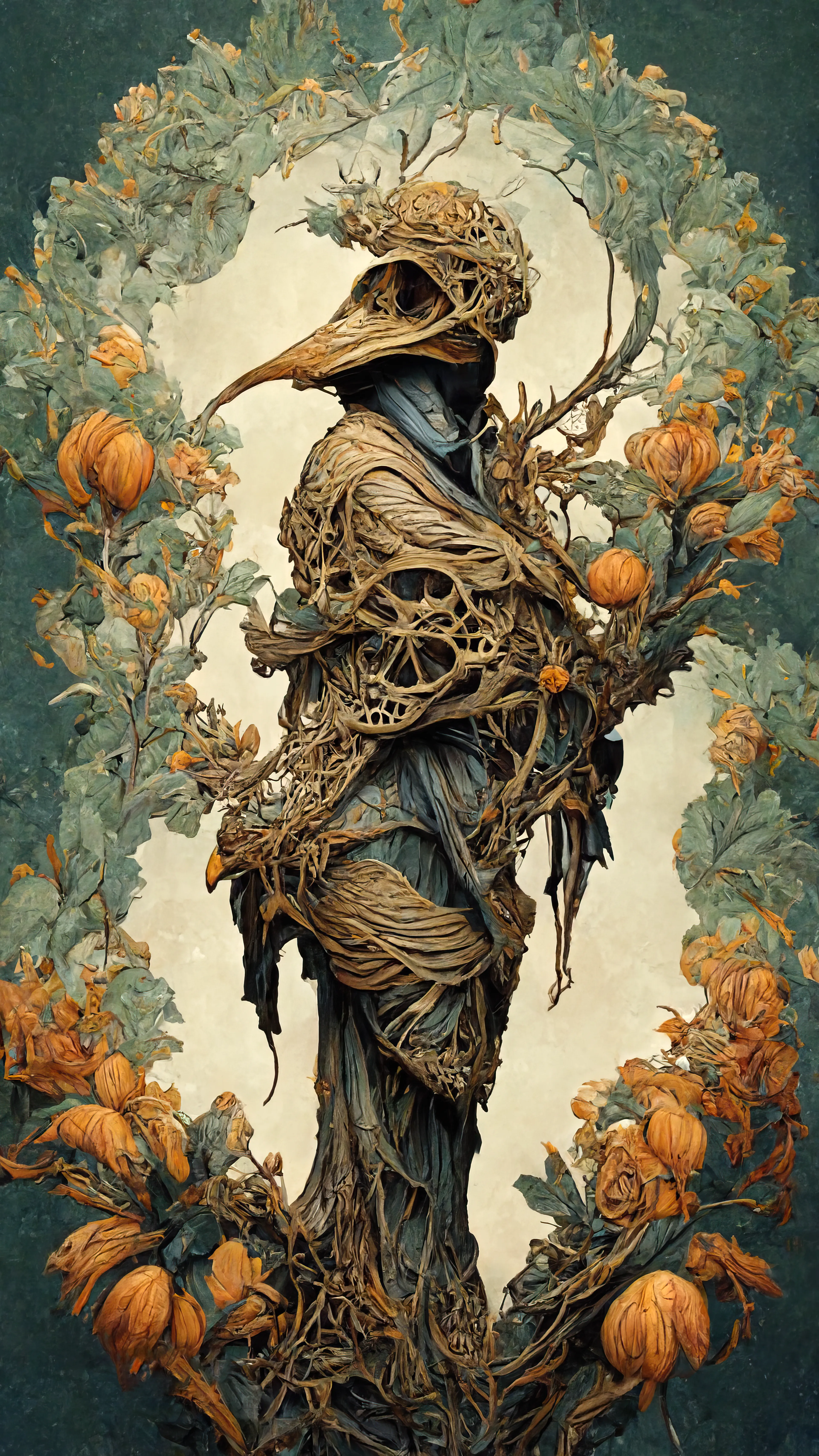 I stared through the habitat window to see a god, but she was nothing I expected. Intricate tree vines hung from her shoulders forming an elaborate cobalt and brown organic fabric full-body outfit. I closed my eyes and exhaled in relief.

Life on Condor, a rogue planet in a fairly small solar system about 6 light-years from Earth, orbiting Tau Ceti in the constellation Cetus, was nothing but an endless unfortunate chain of events leading to the colony's nearly complete annihilation.

After our landing on the lush planet, everything seemed as planned and our colony allocated massive fields for growing fruits and vegetables brought back from Earth. In the third year as the Autumn harvest neared, the virus we called The Plague hit us hard. By the time we sealed the habitats, It had wiped out half of the population and disappeared 3 months later. Unattended, our crops were destroyed – we left with no food and survived the following year running out of the last supplies from Earth. We replanted the fields and like clockwork, as the autumn harvest was near, the virus arrived with it. We sealed the habitat once again, living off last supplies when the Gardener appeared, walking calmly out of the surrounding forest. 

We watched in wonder as she tended the fields and fruit gardens for the next two months, unaffected by the deadly virus, the Gardener harvested the crops and left them at the habitat entrance, turned back, and disappeared back into the lush forest. 

Since then, the Gardener never failed to arrive each Autumn to tend our crops while we sealed ourselves from the autumn virus. We wanted to know who she was, to tell her she could stay, but we were scared she might never come back, or that's what we told ourselves and just let her dissolve into blackness.