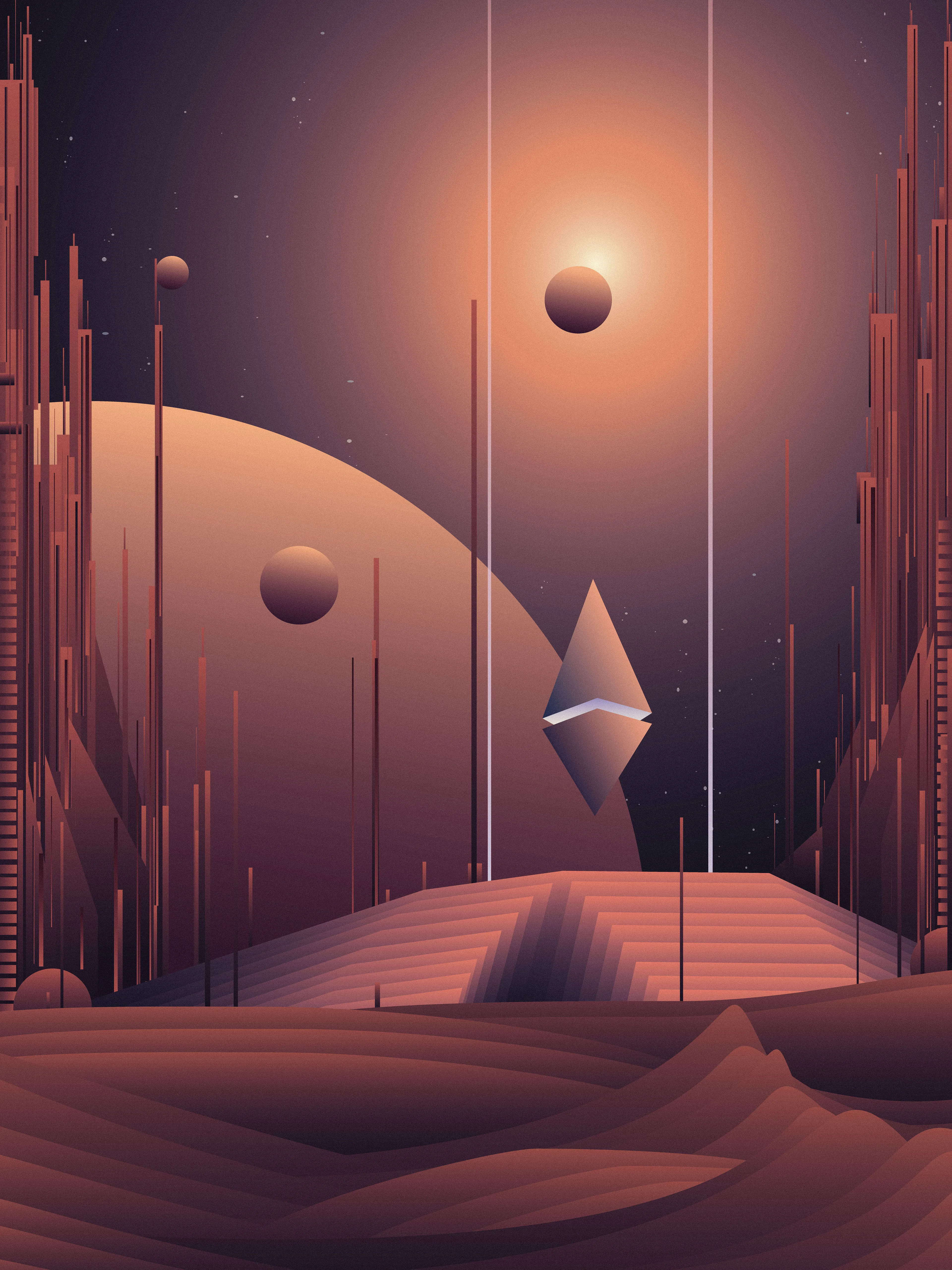 In a distant corner of the galaxy exists a levitating monument. As it hovers in place, the structure glows of untapped potential from within. Constructed by an ancient unknown civilization, it is one of several found across the galaxy. Few know the exact coordinates to this enigma.