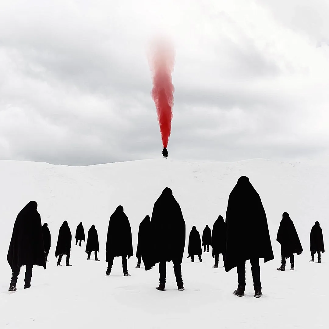 Foreboding red smoke billows out of a figure and stains the skies before an impending conflict. Animation of a digital composite/photographic image from 2014.

Music composed & produced by Sean Mundy.

2160x2160.
