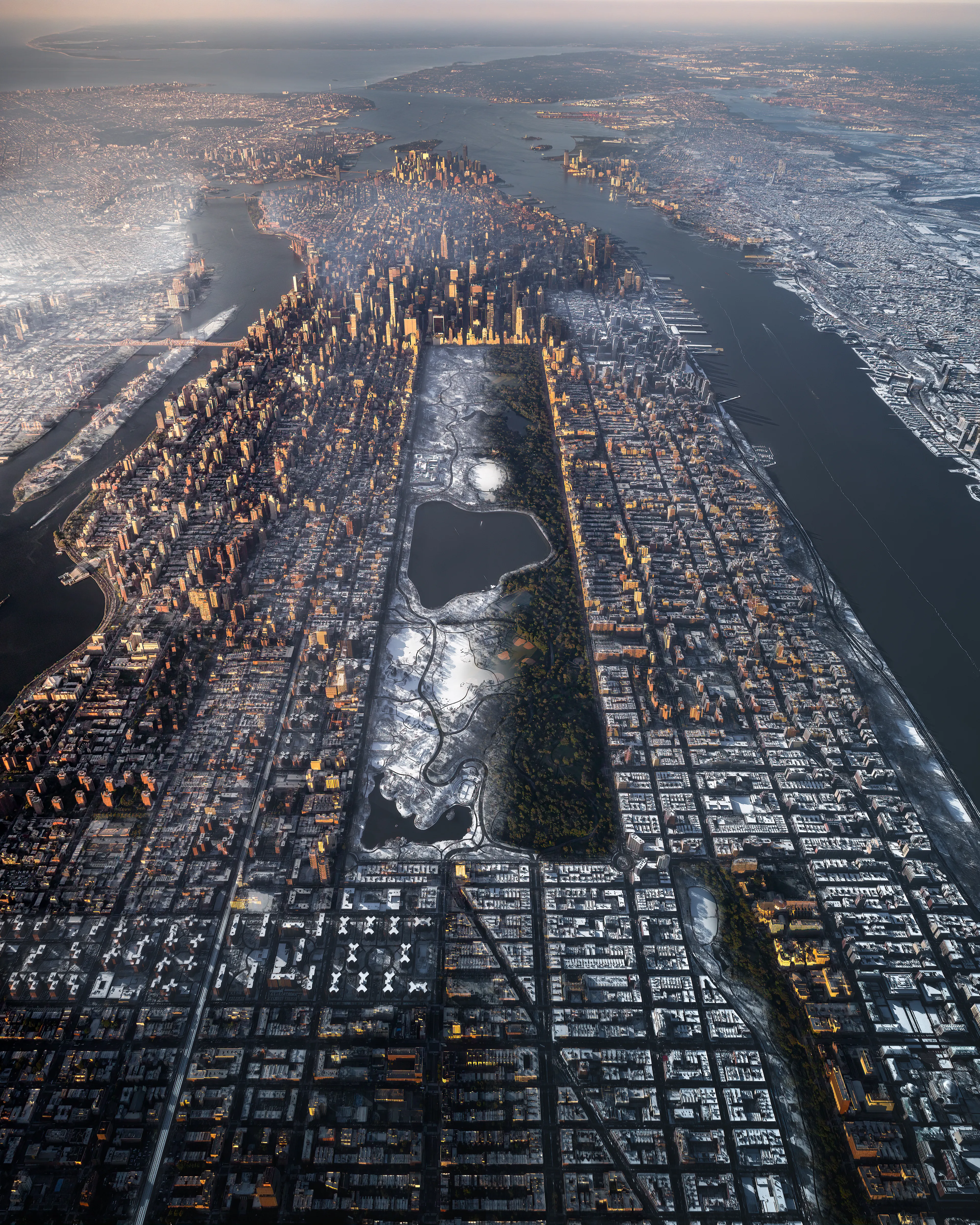 New York's climate ranges from frigid snowy winters, to hot and humid summers.  That kind of variety offers a plethora of opportunities to capture NYC in seasonally unique conditions.  In 2018, I was thinking about all that had transpired that year, and how I could illustrate that in an image.  It occurred to me that I had multiple high-altitude images from the same locations, and decided to see if things would line up. The result was my first seasonal blend image that I named "Year at a Glance".  Three years later, and MANY changes to the NYC skyline, I decided to revisit that idea, with updated images; hence the title of this piece.  These images, created from an altitude of 7000-8000 ft above Manhattan from an open-door helicopter are rare as individual images, but blending the two images to create this singular offering...is SuperRare (I know. I'm sorry. I had to)