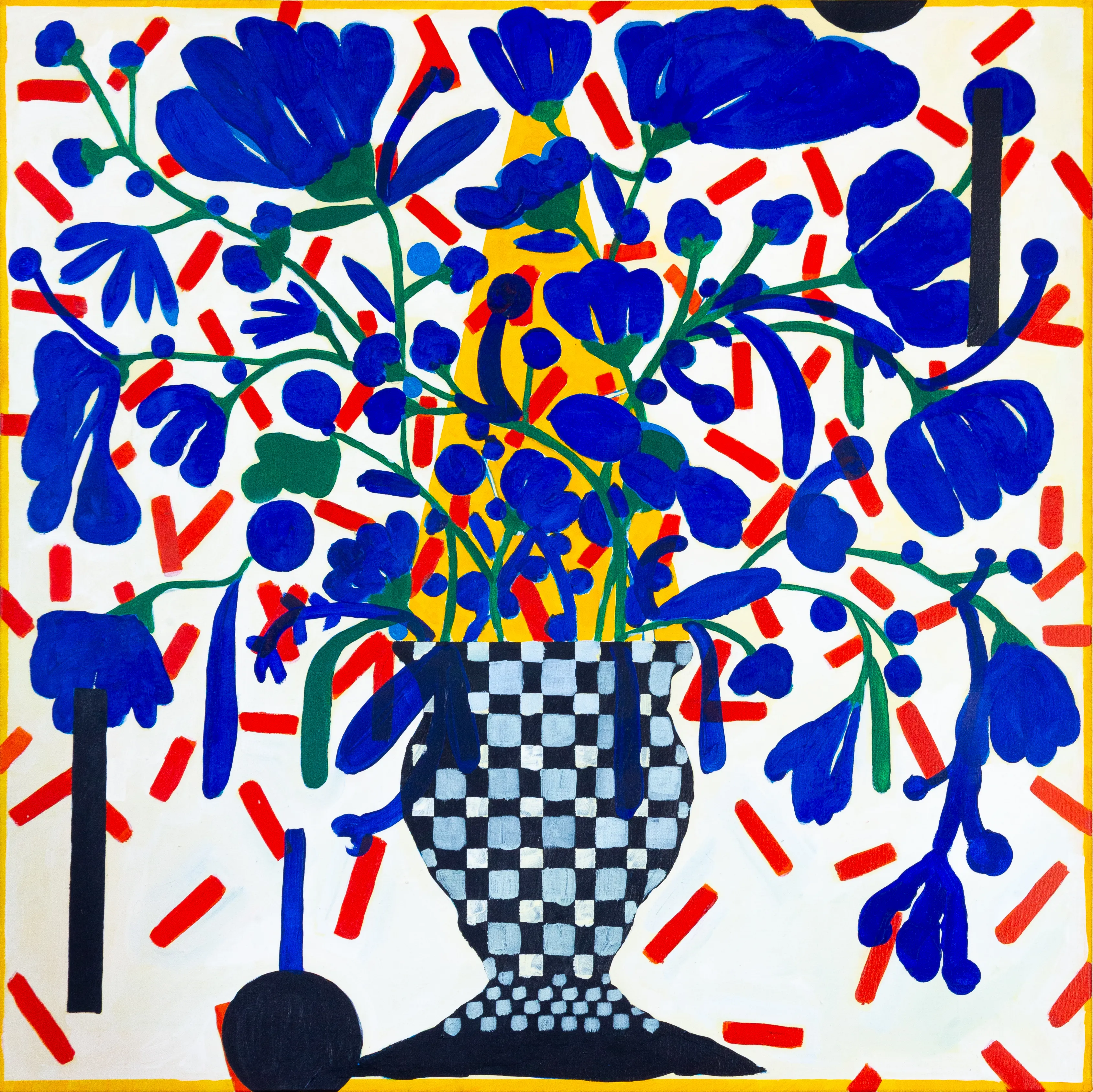 My girlfriend is learning French, and the learning process is quite a curious one. I had to learn this painting — I never knew it, had never seen it finished in my mind, but I learned it. I knew that the feeling of it being finished would be like this, but I didn’t know what it actually was.

Thankfully, it’s a beautiful blue flower, this learning process… my beautiful wife.

Acrylic on canvas.
60x60cm
2025
José Narciso