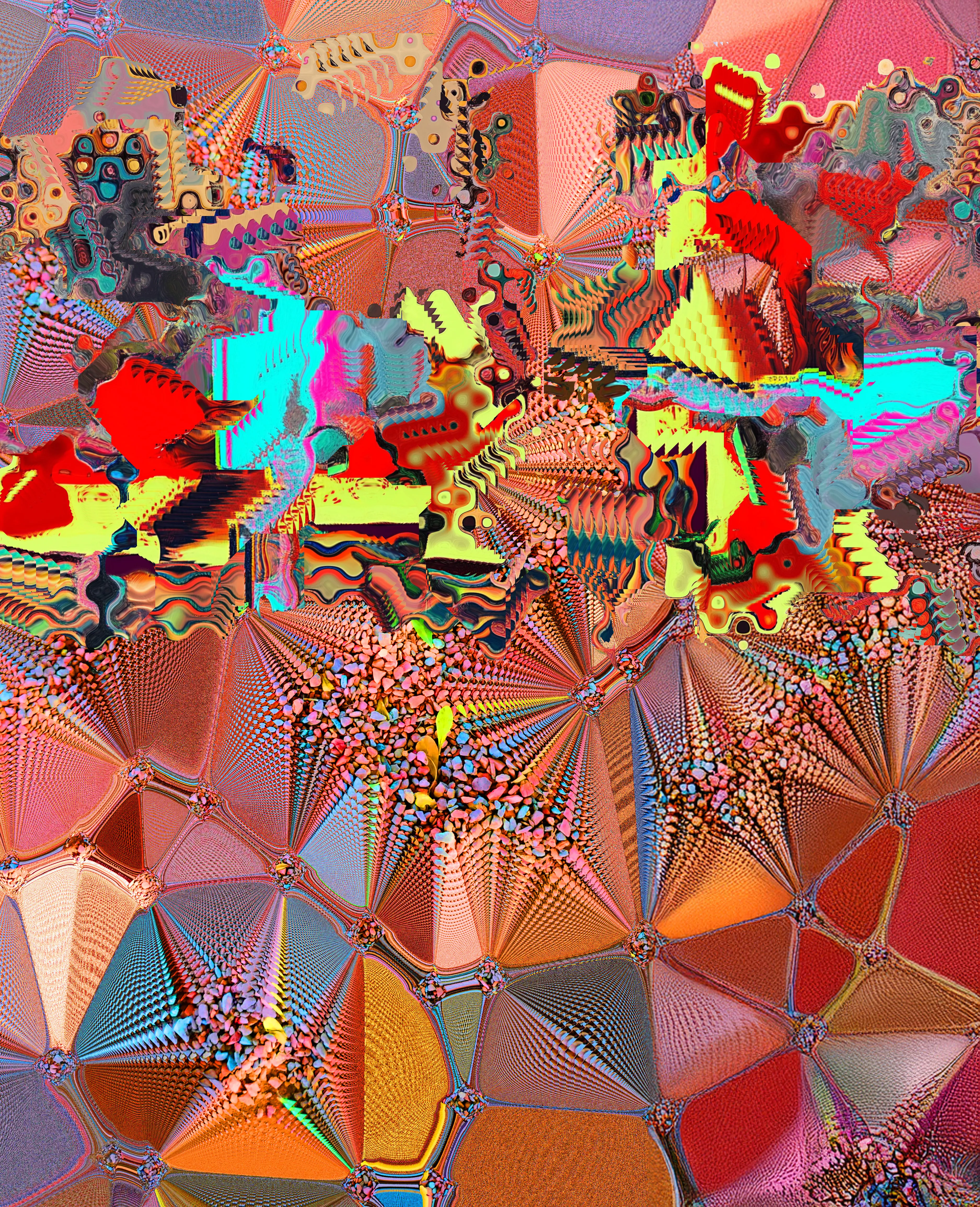 some rocks in a park, now maximized for extraness, using software