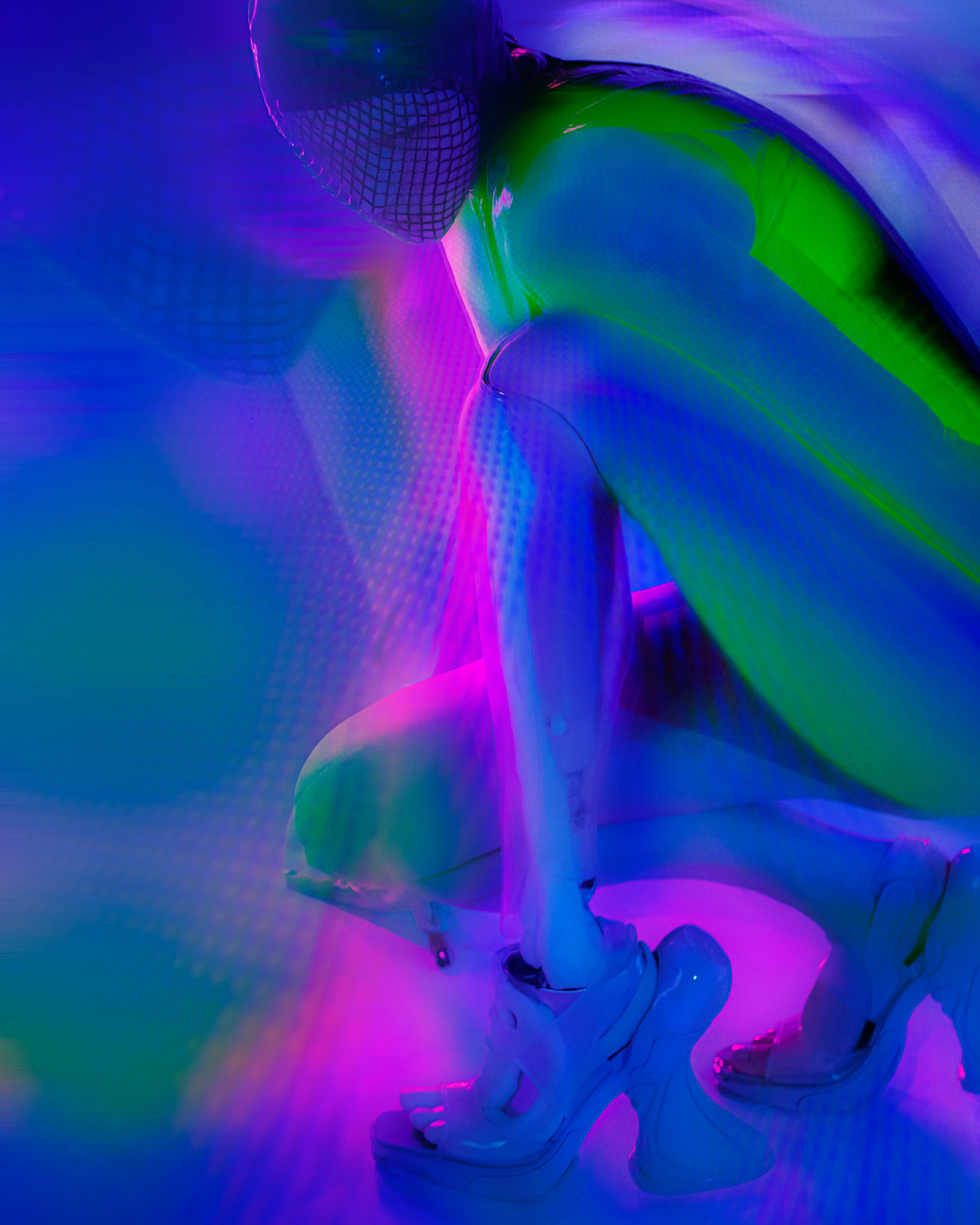Collaboration between Yulia Shur and bionic pop artist Viktoria Modesta is taking you into the futuristic neon dimension. Mixed digital art. 1/1 edition. 4648x5810.
