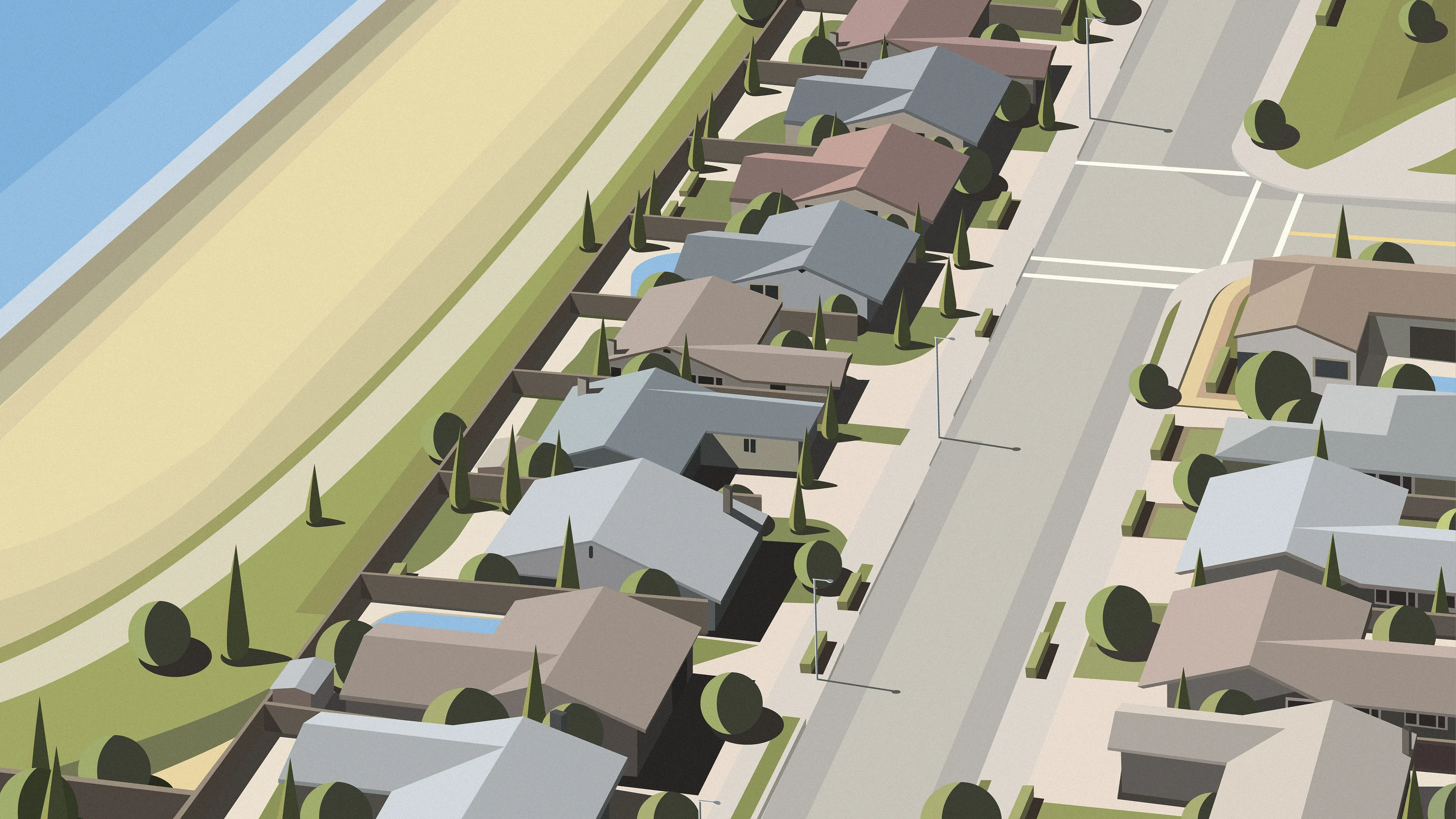 A calm sunny day in the neighborhood by the ocean. 
From the series "California."