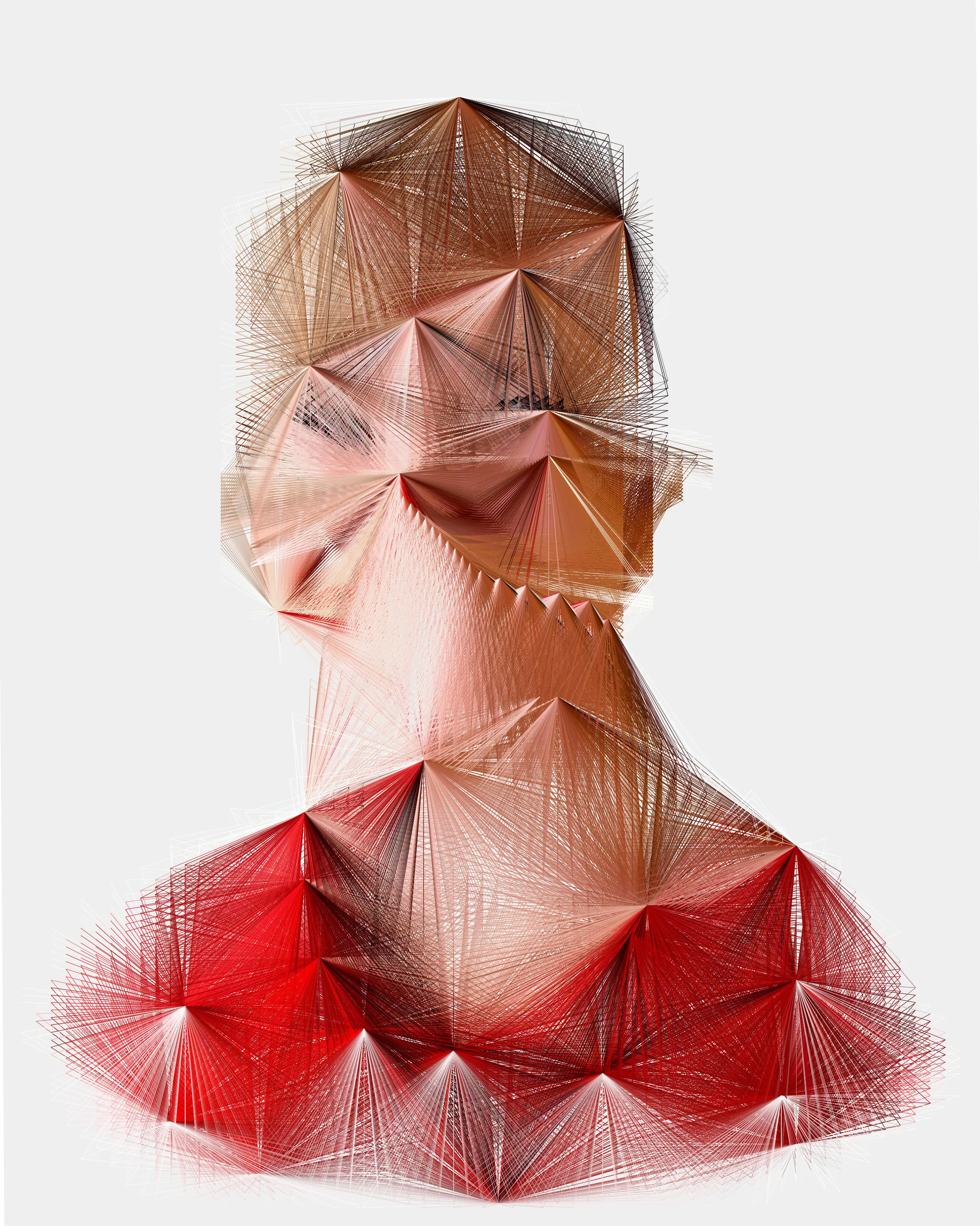 This unique portrait is from the series 'alternatives'. A series of 100 generatively created portraits using Javascript and sourced images. 'alternatives' was first exhibited in a solo show at Kate Vass Galerie in 2019, curated by Jason Bailey.