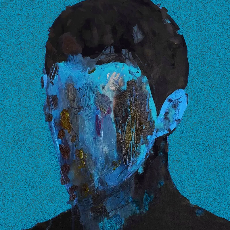 Under the Skin holds us in a state of quiet vulnerability as the figure, sharply contrasted against the mottled noise of the background, ponders their own internal world. Within the negative space the figure appears reduced and unimposing. As a result, the audience is left in a position of voyeuristic authority as the space inbetween appears vast and alienating.
Use of movement through visual noise brings life into the piece by adding a layer of irritation to an otherwise melancholy portrait. This effect contrasts the figure, whose stillness feels unnatural, as their energy appears to reverberate around them to be perceived rather than seen, offering a more sensory representation of the unconscious.
Chloe Diamond, curator at Mocda

