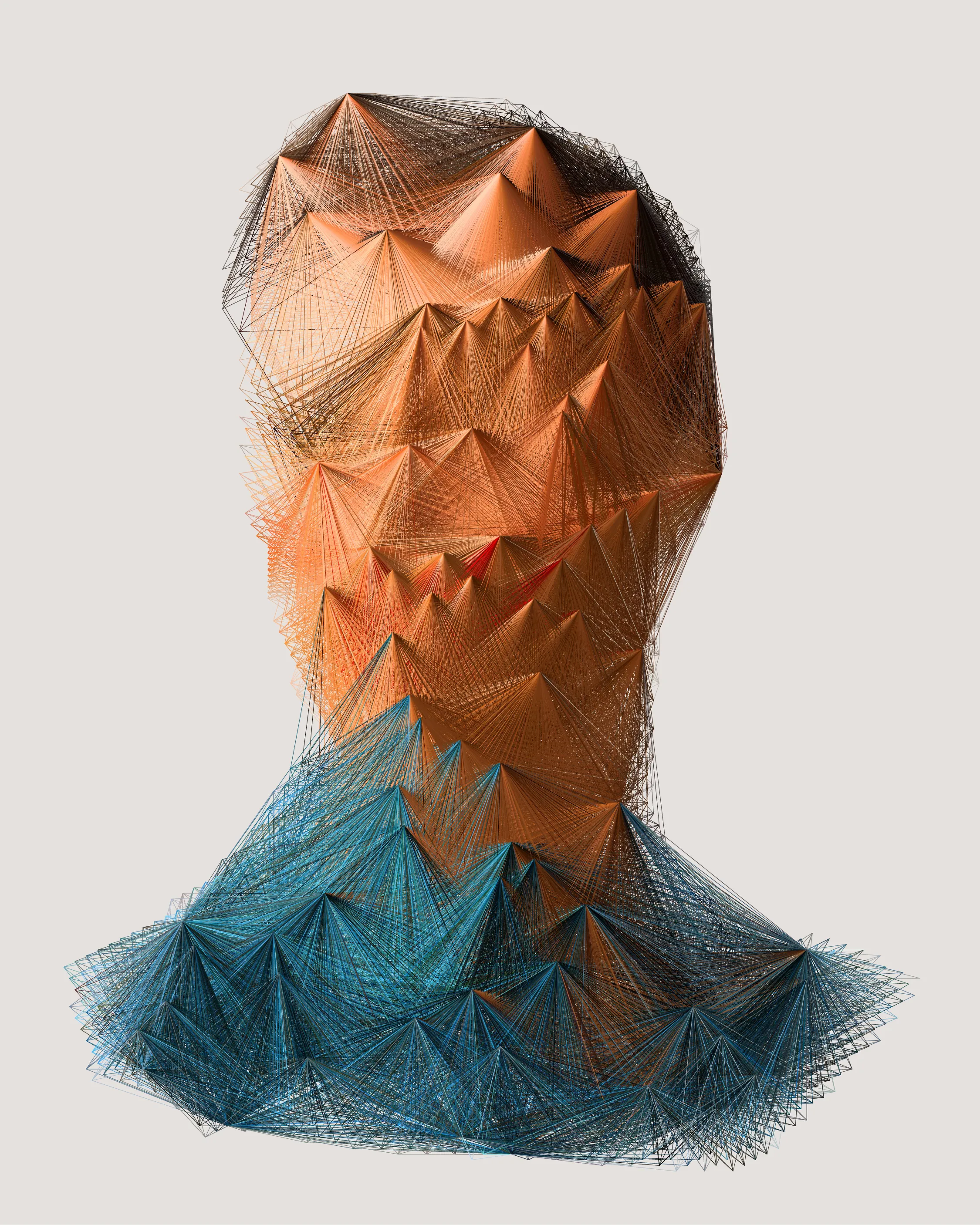 This unique portrait is from the series 'alternatives'. A series of 100 generatively created portraits using Javascript and sourced images. 'alternatives' was first exhibited in a solo show at Kate Vass Galerie in 2019, curated by Jason Bailey.