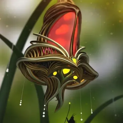 A priestess tunes into the hum of metamorphosis emanating from deep within a chrysalis.